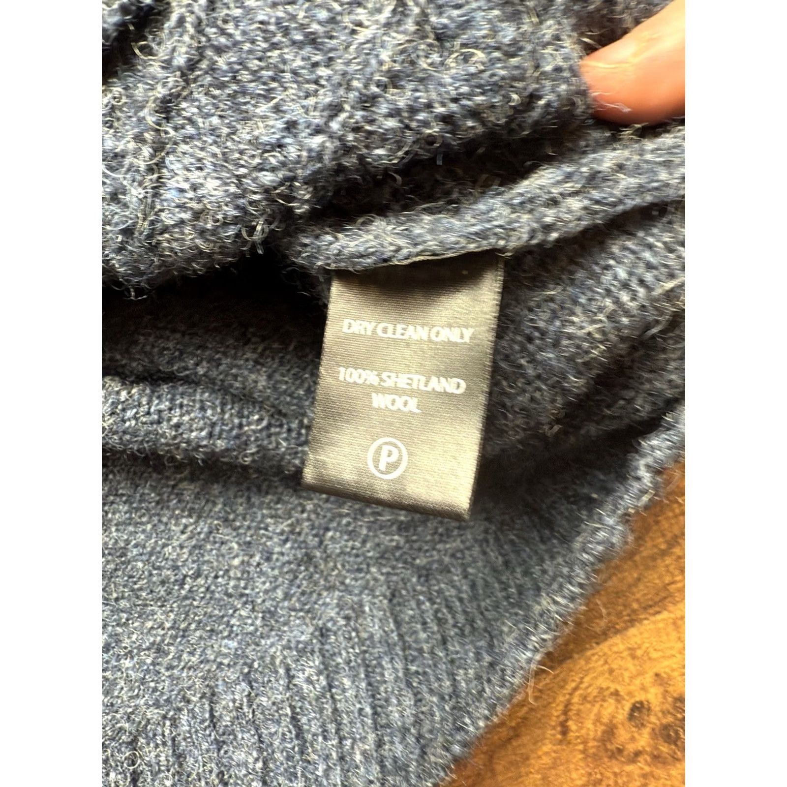 Vintage Line Of Trade Fisherman Sweater Navy Cable-Knit 100% Shetland Wool Men’s 2XL Size US XXL / EU 58 / 5 - 5 Thumbnail
