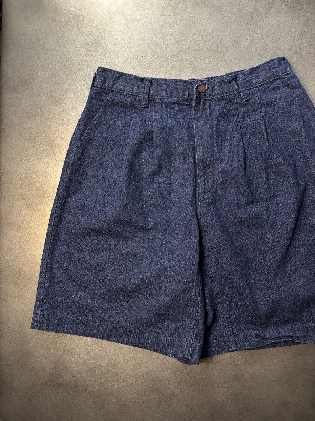 Vintage 1990s Vintage Pleated Jean Shorts Dark Denim Jorts USA Made Size US 29 - 14 Thumbnail