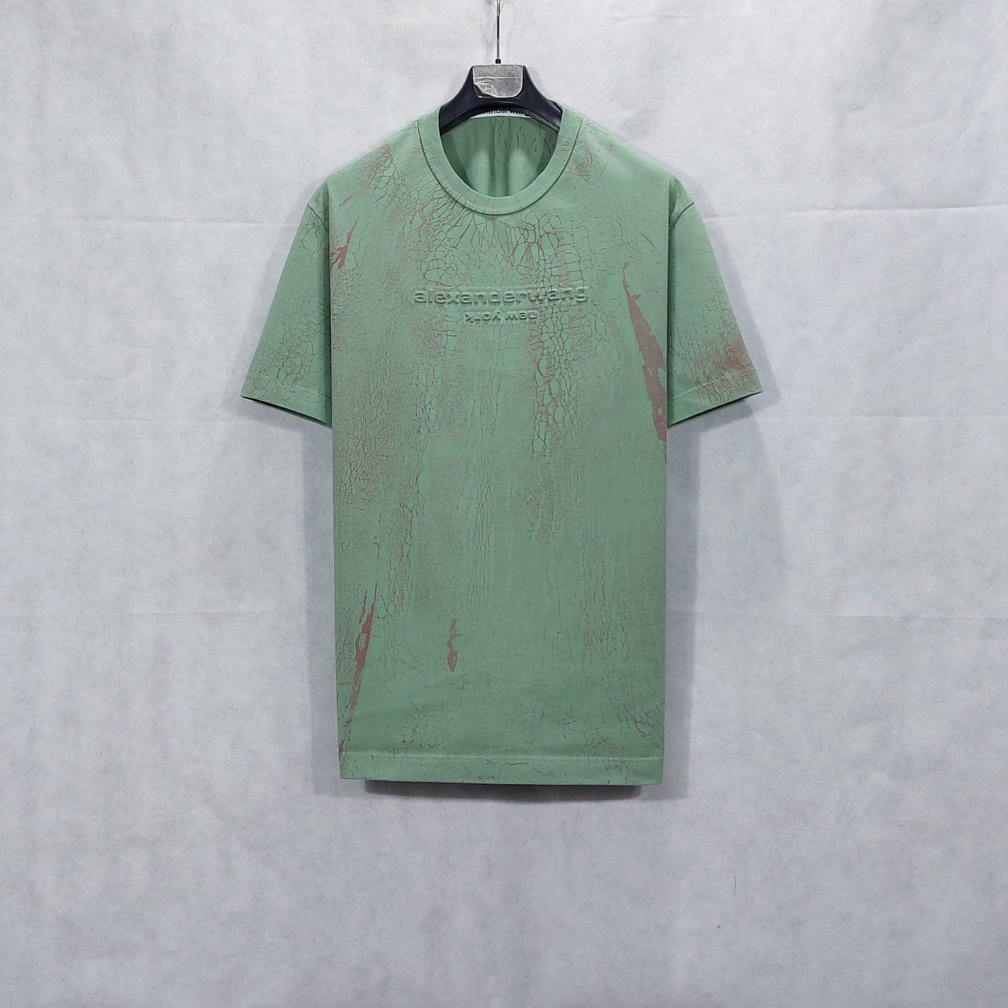 image of Alexander Wang Embossed Logo Tshirt in Green, Men's (Size XL)