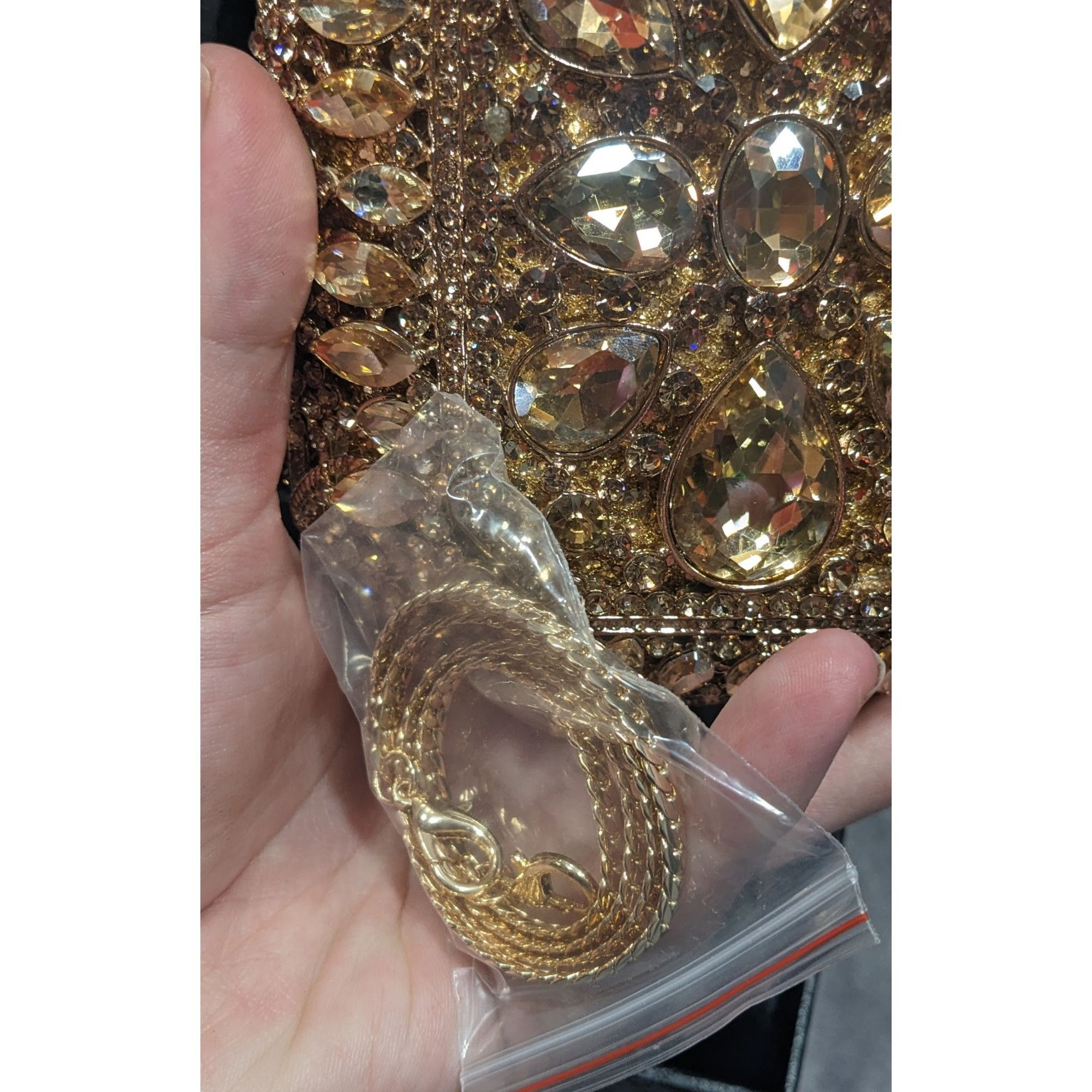 Other Luxury Rhinestone Encrusted Evening Bag Gold Tone With Remov Size ONE SIZE - 3 Thumbnail