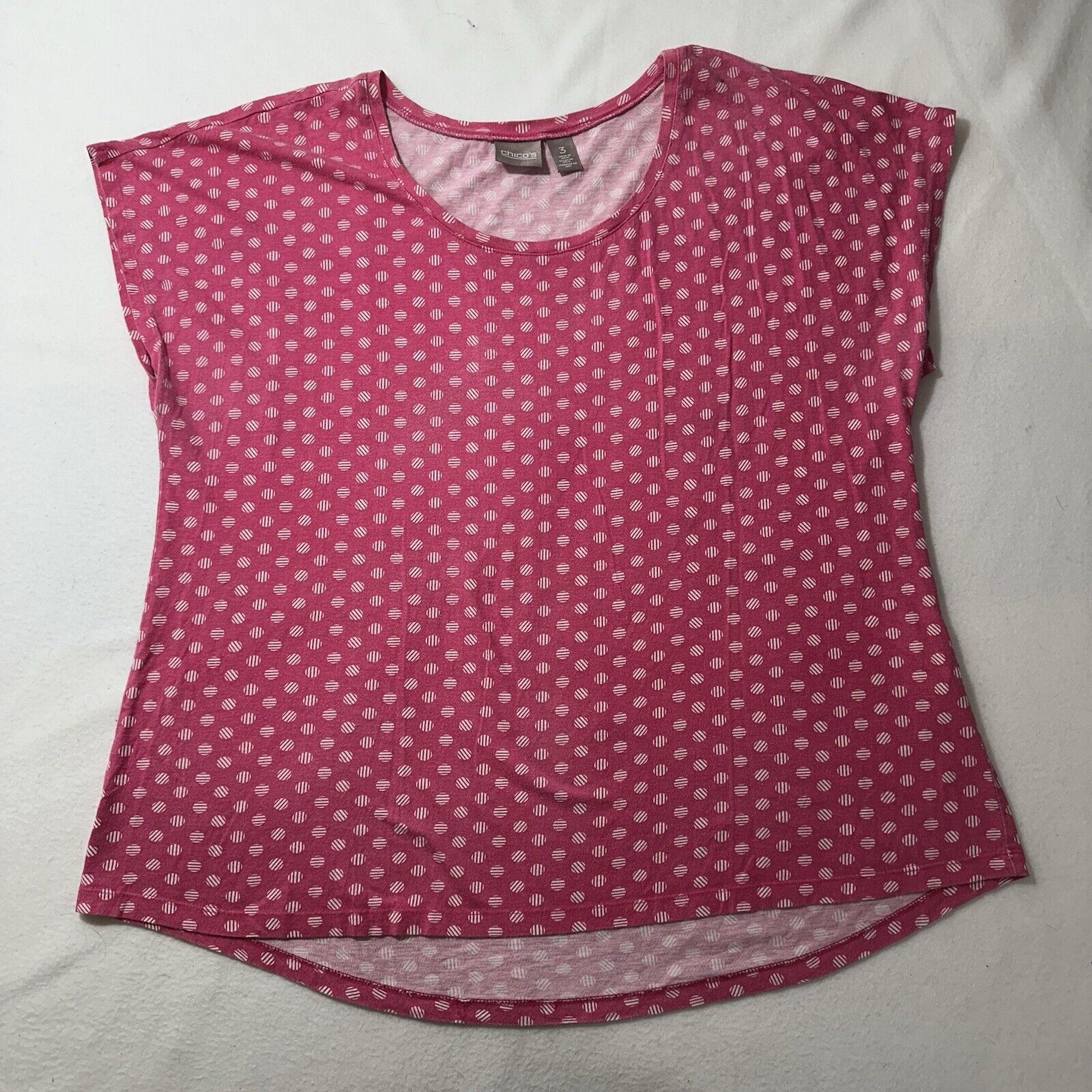 Chicos Chico's XL Pink Polka Dot Lightweight Pullover T Shirt Size XL / US 12-14 / IT 48-50 - 1 Thumbnail