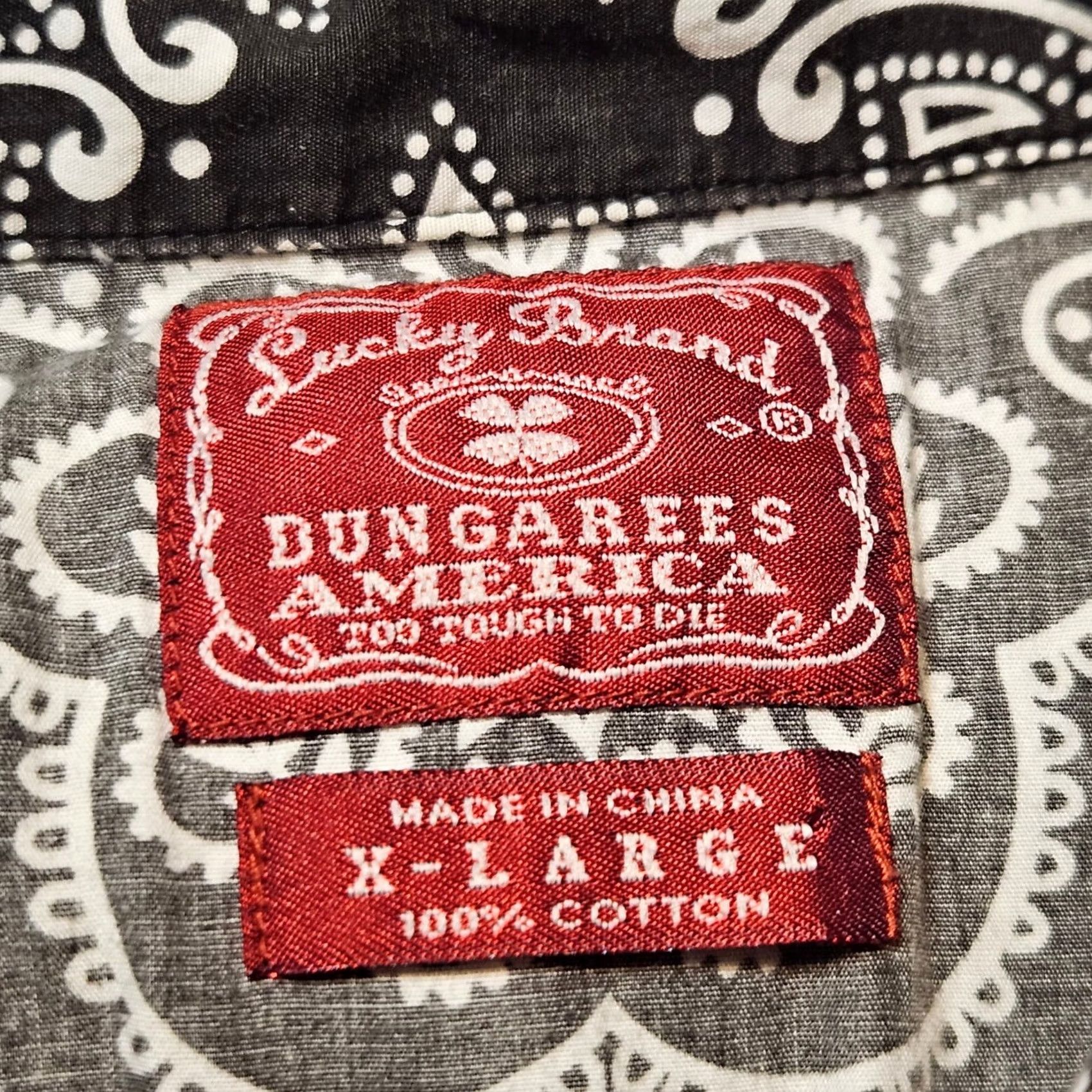 Lucky Brand Lucky Brand Black Western Rodeo Diamond Snap L/S Dungarees Size XL Size US 36 / EU 52 - 4 Thumbnail