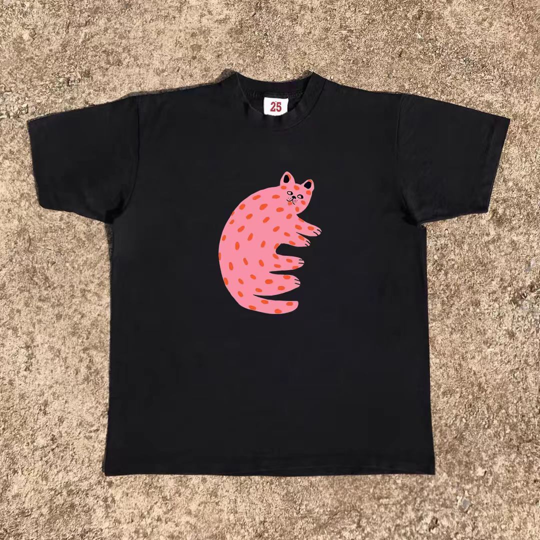 Japanese Brand × Vintage Black casual retro loose cat print t-shirt Size US M / EU 48-50 / 2 - 1 Thumbnail