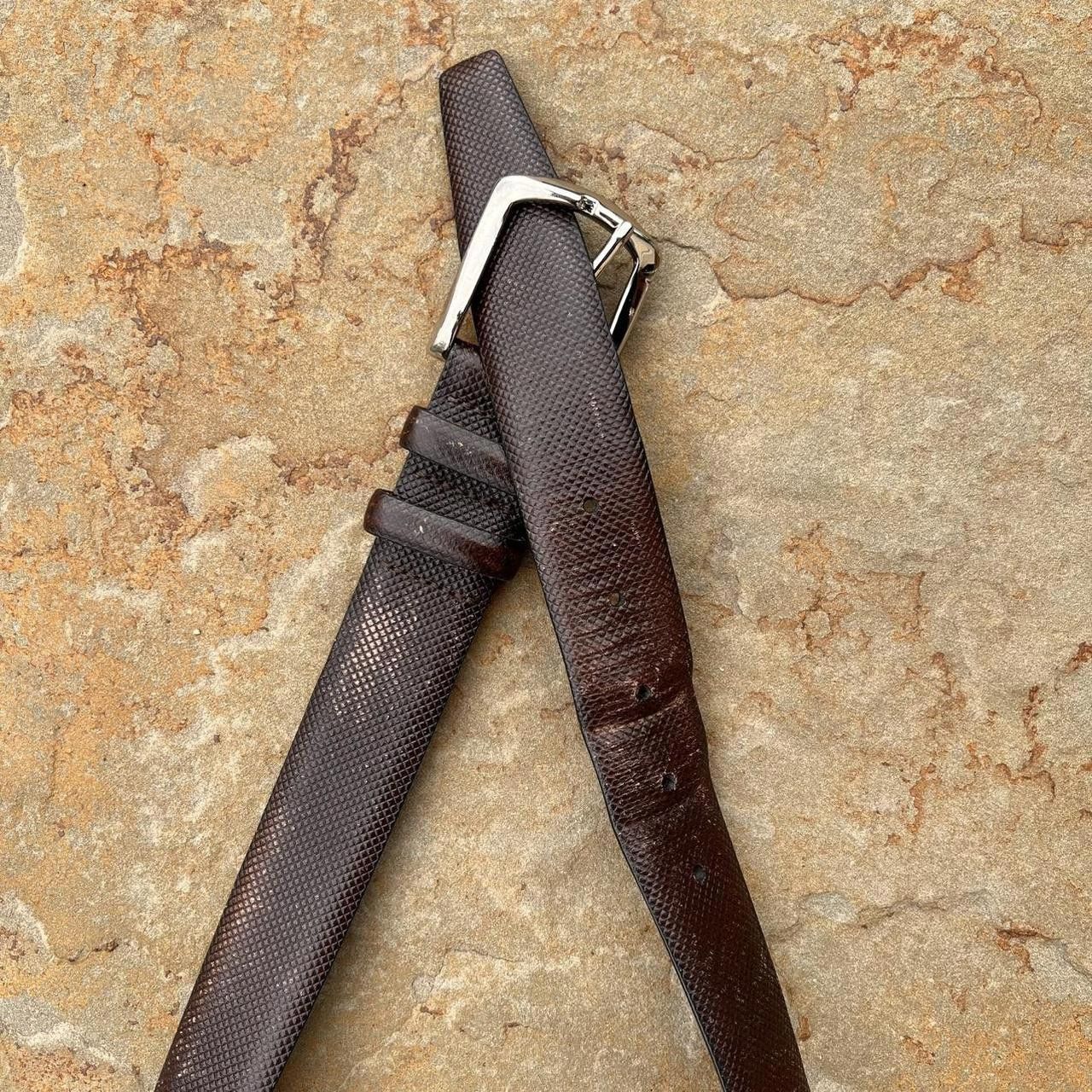 Other Vintage 90s Dark Brown Embossed Italian Leather Belt Size ONE SIZE - 2 Thumbnail