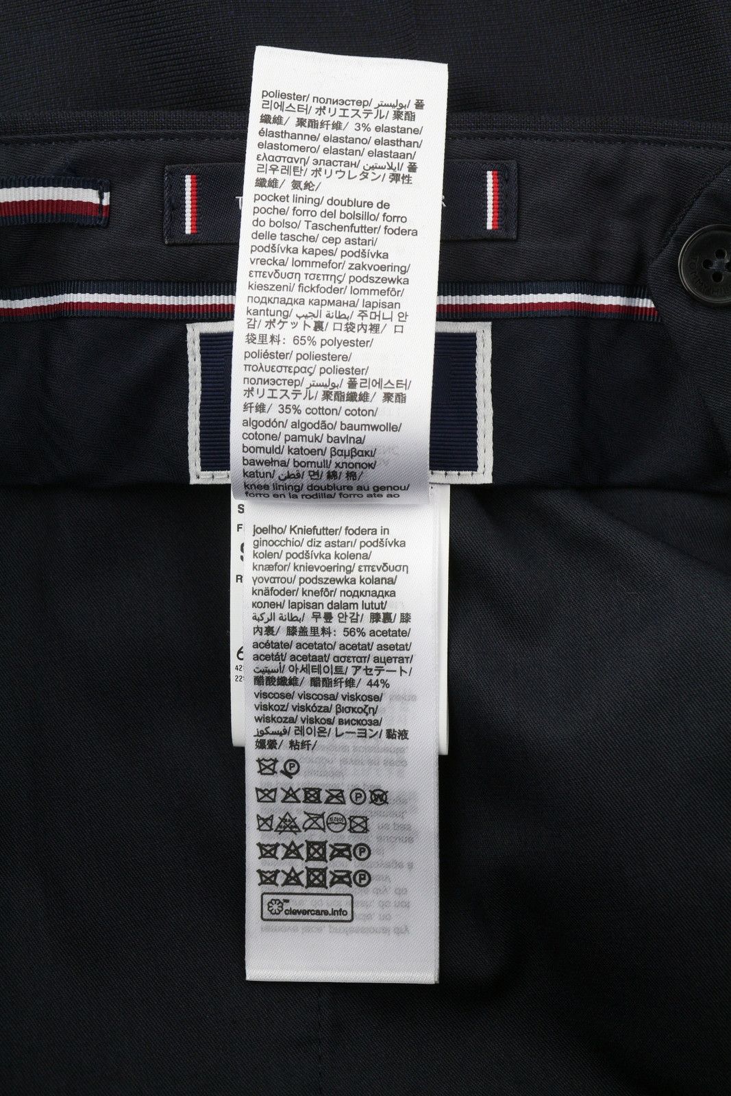 Tommy Hilfiger 48 Dark Blue THFlex Wool Blend Slim Fit Flat Trousers 85317 Size US 32 / EU 48 - 10 Thumbnail