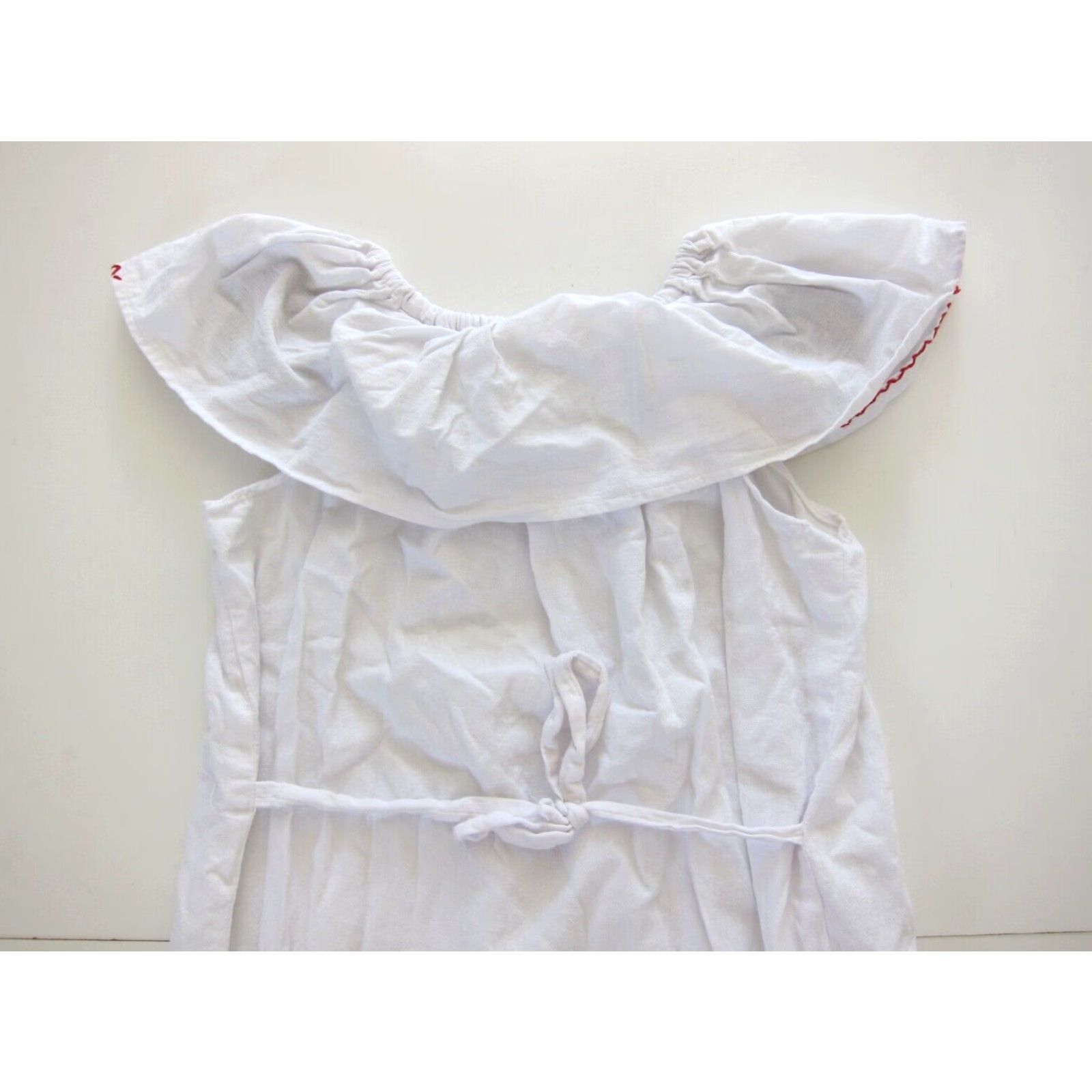 Vintage Vtg Vestidos Artesanales Mexican Cotton White Embroidered Floral Tunic Dress S Size S / US 4 / IT 40 - 5 Thumbnail