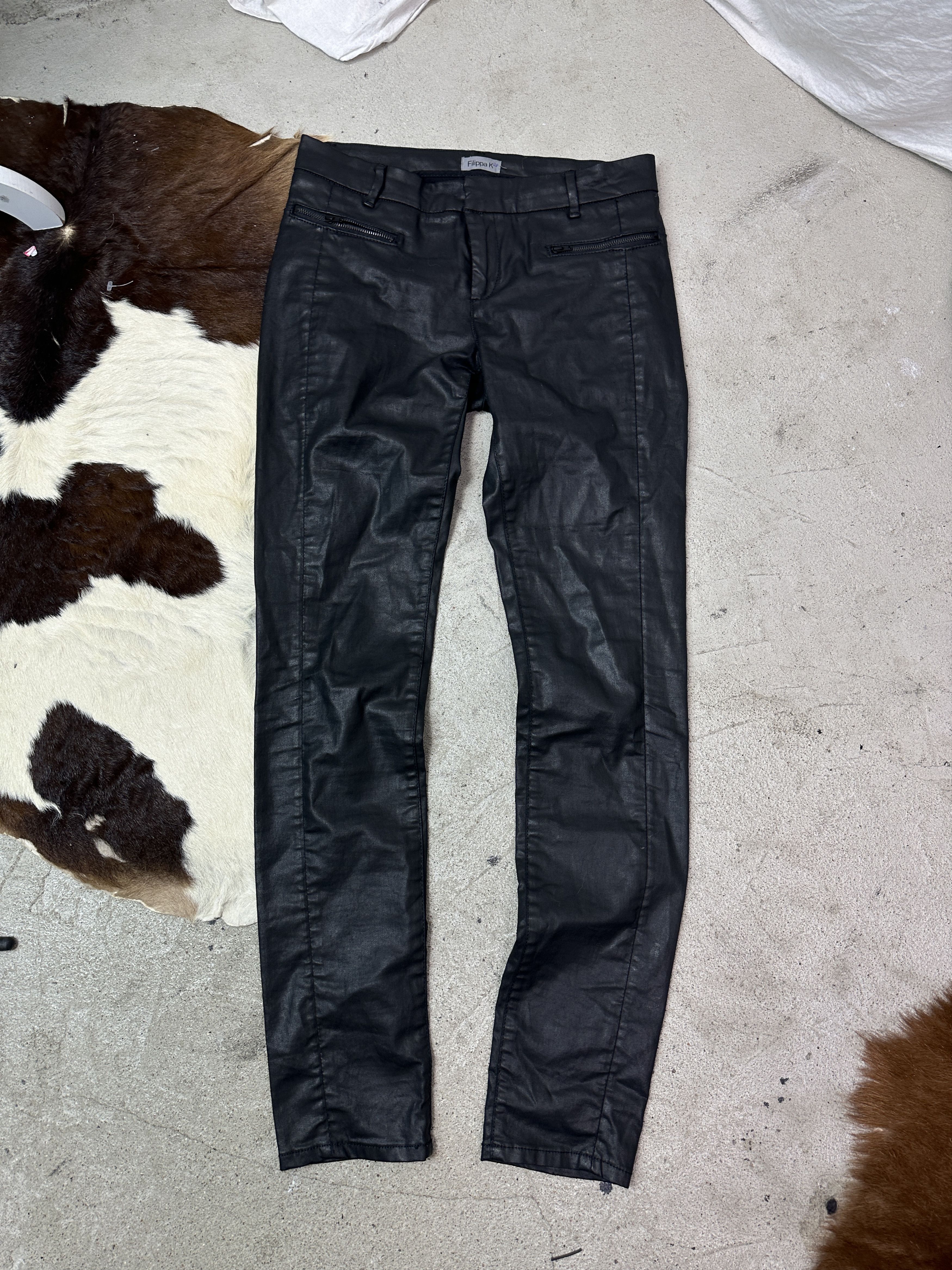 Filippa K Vintage Avant Garde Grunge Waxed Filippa K Zip Jeans Y2K Size 26" / US 2 / IT 38 - 2 Thumbnail