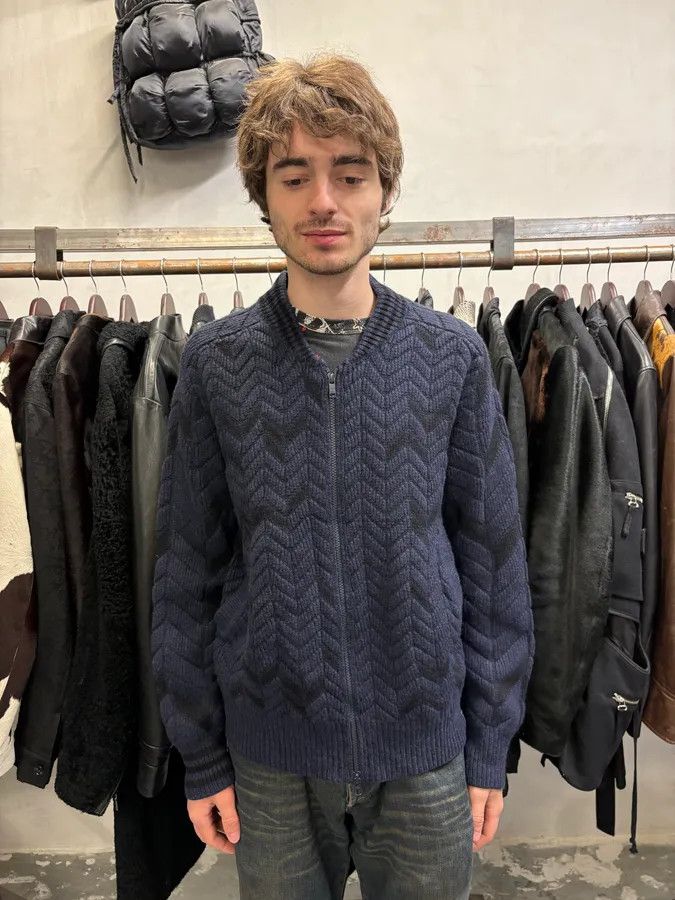 Vintage × Yohji Yamamoto Yohji Yamamoto Y3 Navy Full Zip Cardigan Size US M / EU 48-50 / 2 - 2 Thumbnail