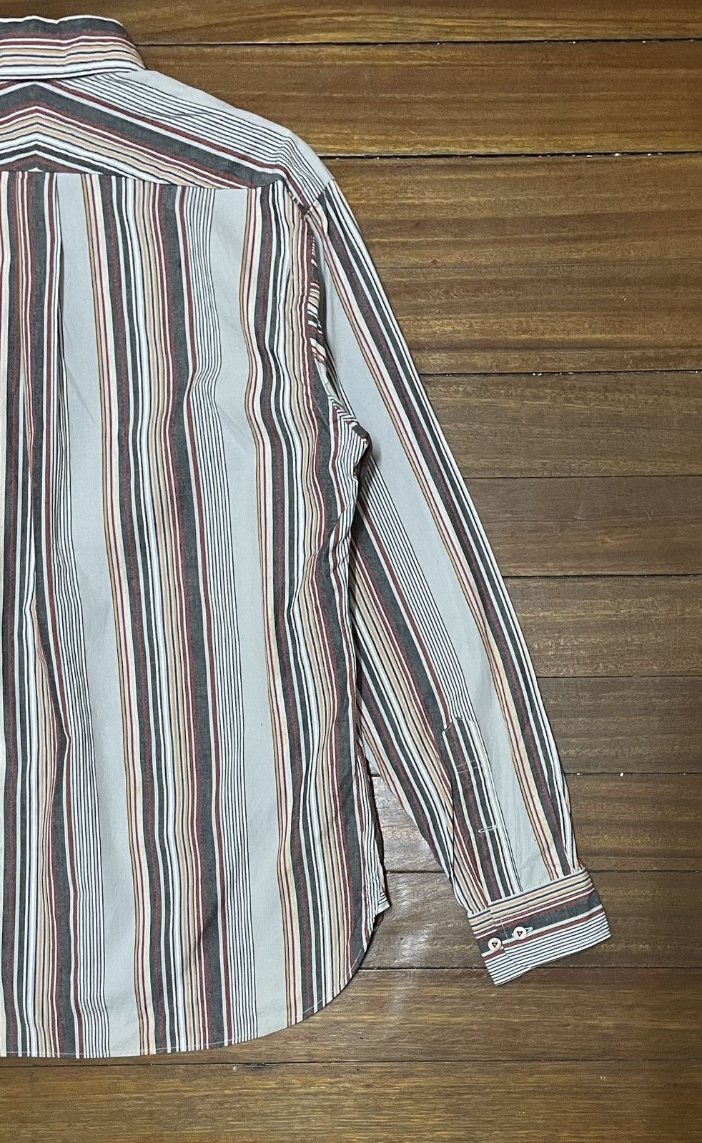 Japanese Brand × Sugar Cane × Toyo Enterprises Rare Design Vintage Brand Sugar Cane Toyo Stripe Shirt 1990s Size US M / EU 48-50 / 2 - 8 Thumbnail