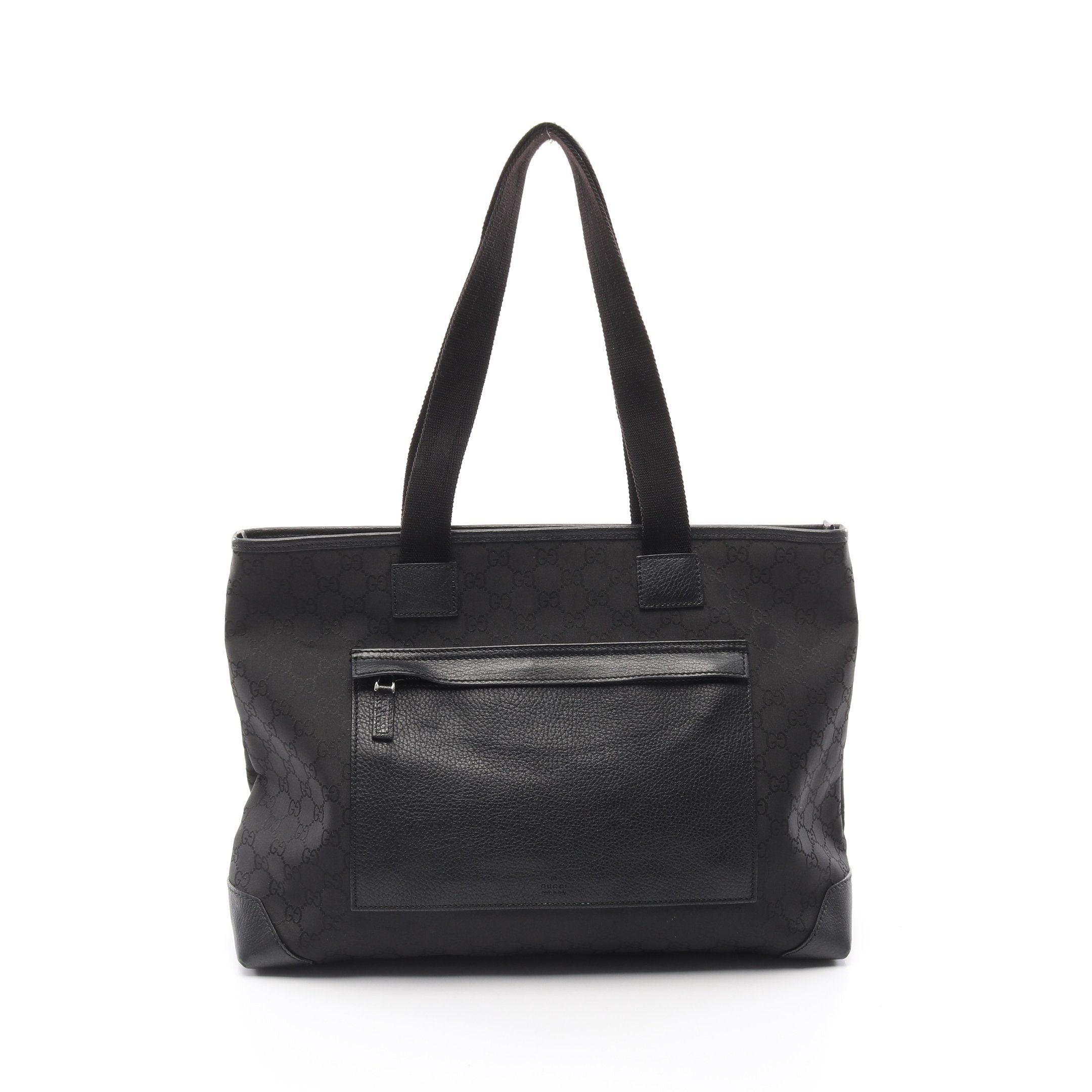Gucci GG Pattern Shoulder Bag Tote Nylon Leather Black, Women's