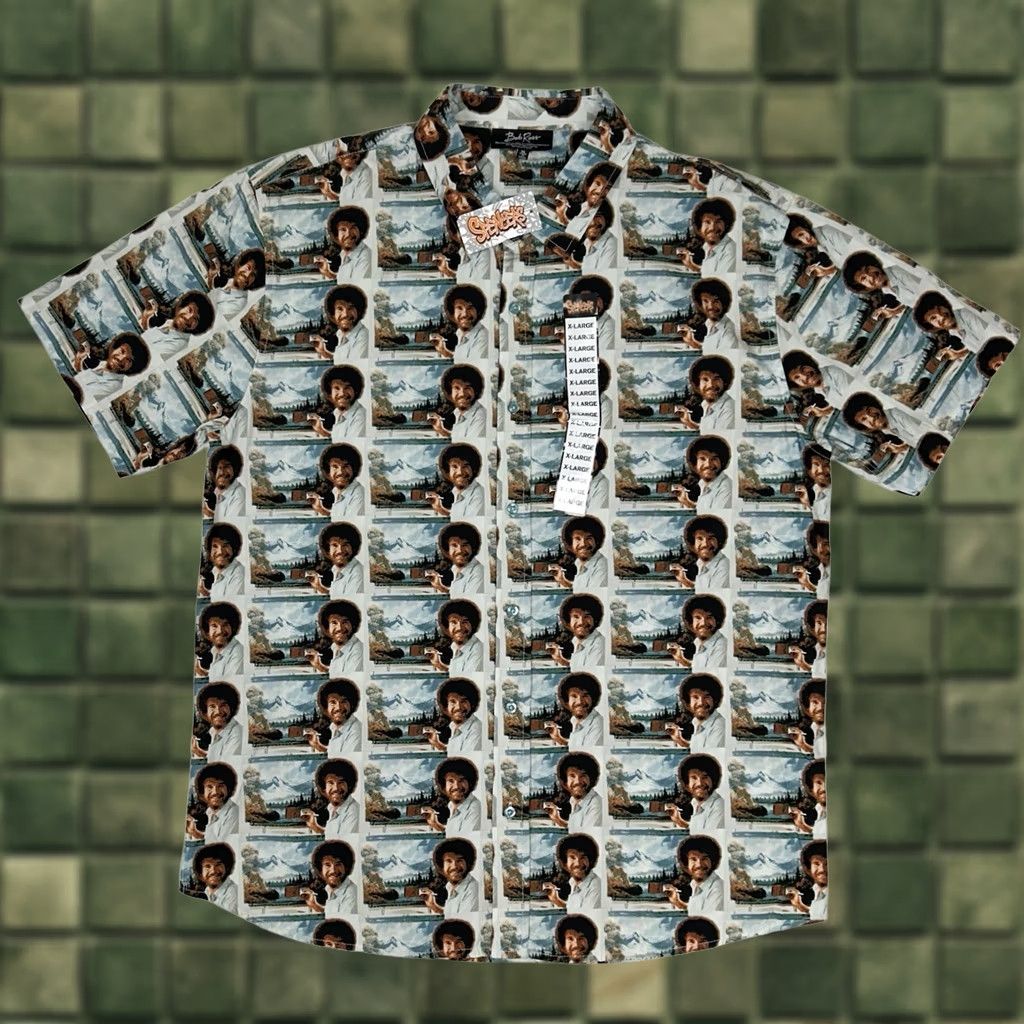 Vintage VINTAGE Bob Ross Men Button Up Shirt XL Blue Photo All Over Print Short Sleeve Spencer’s Size US XL / EU 56 / 4 - 1 Thumbnail