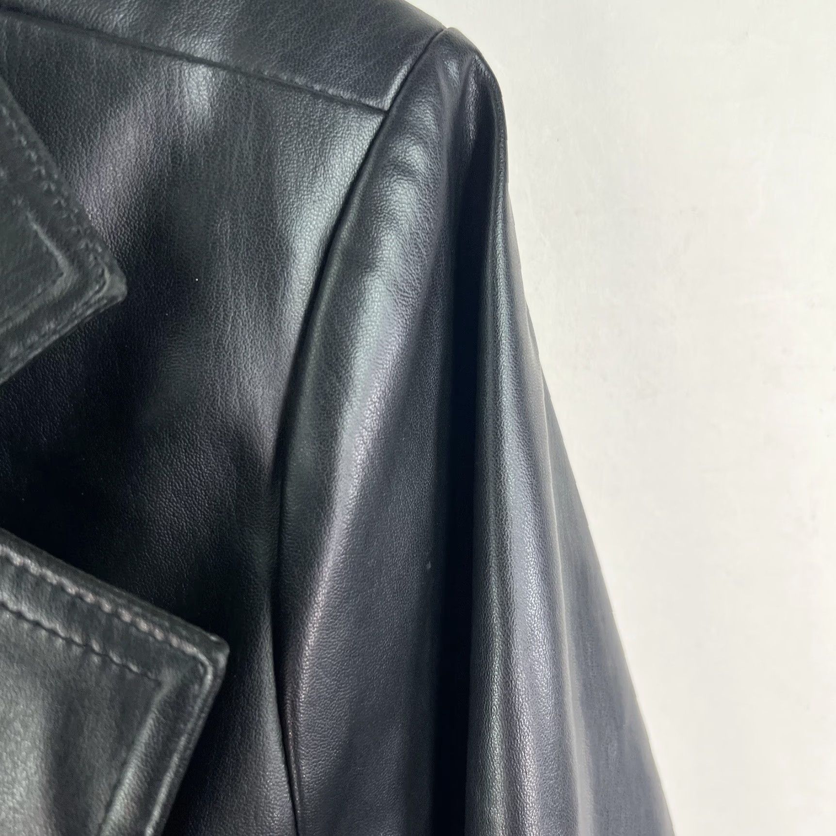 BB Dakota BB Dakota Black Faux Leather Notch Jacket Womens M Blazer Style Lined Pockets Solid Mid-Length Coat Vintage No Size M / US 6-8 / IT 42-44 - 2 Thumbnail