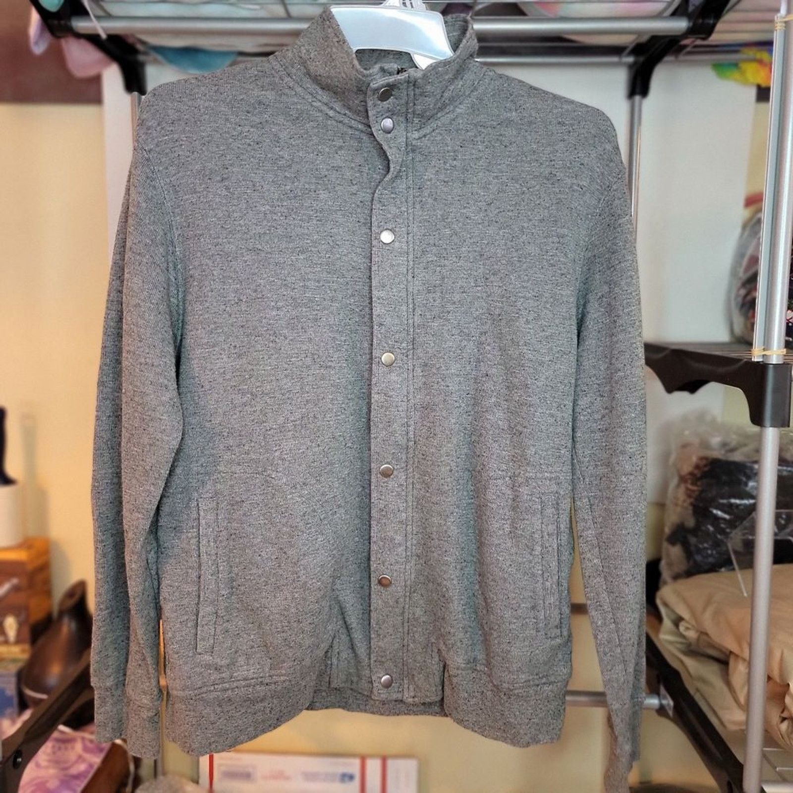 Banana Republic Banana Republic Full Snap / Zip Sweater Jacket Dark Grey Size US L / EU 52-54 / 3 - 2 Thumbnail