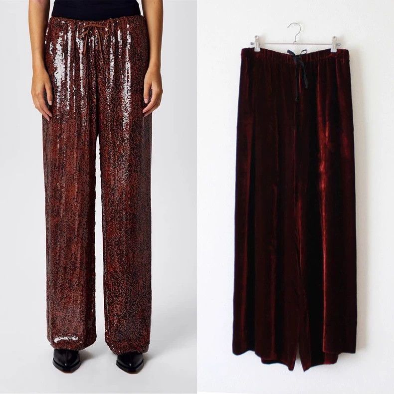 Dries Van Noten DRIES VAN NOTEN Velvet wide-leg pants Size US 38 / EU 54 - 1 Thumbnail