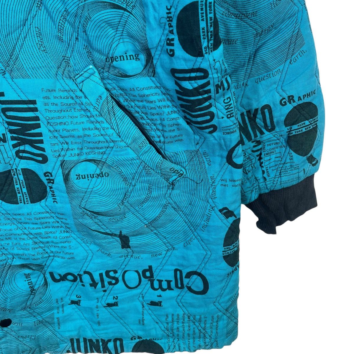 Junko Shimada Vintage Junko Koshino Composition Graphic Puffer Jacket Size US L / EU 52-54 / 3 - 5 Thumbnail