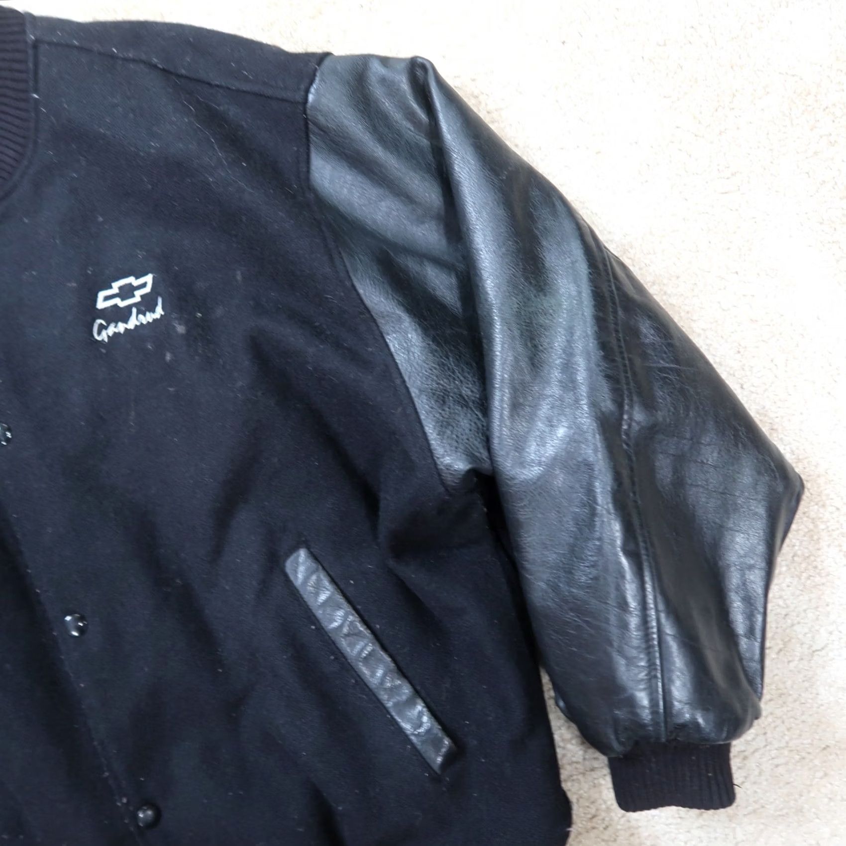 Vintage VINTAGE Varsity Jacket Black Leather Wool Body Jacket Men's XL MV Sport Size US XL / EU 56 / 4 - 3 Thumbnail