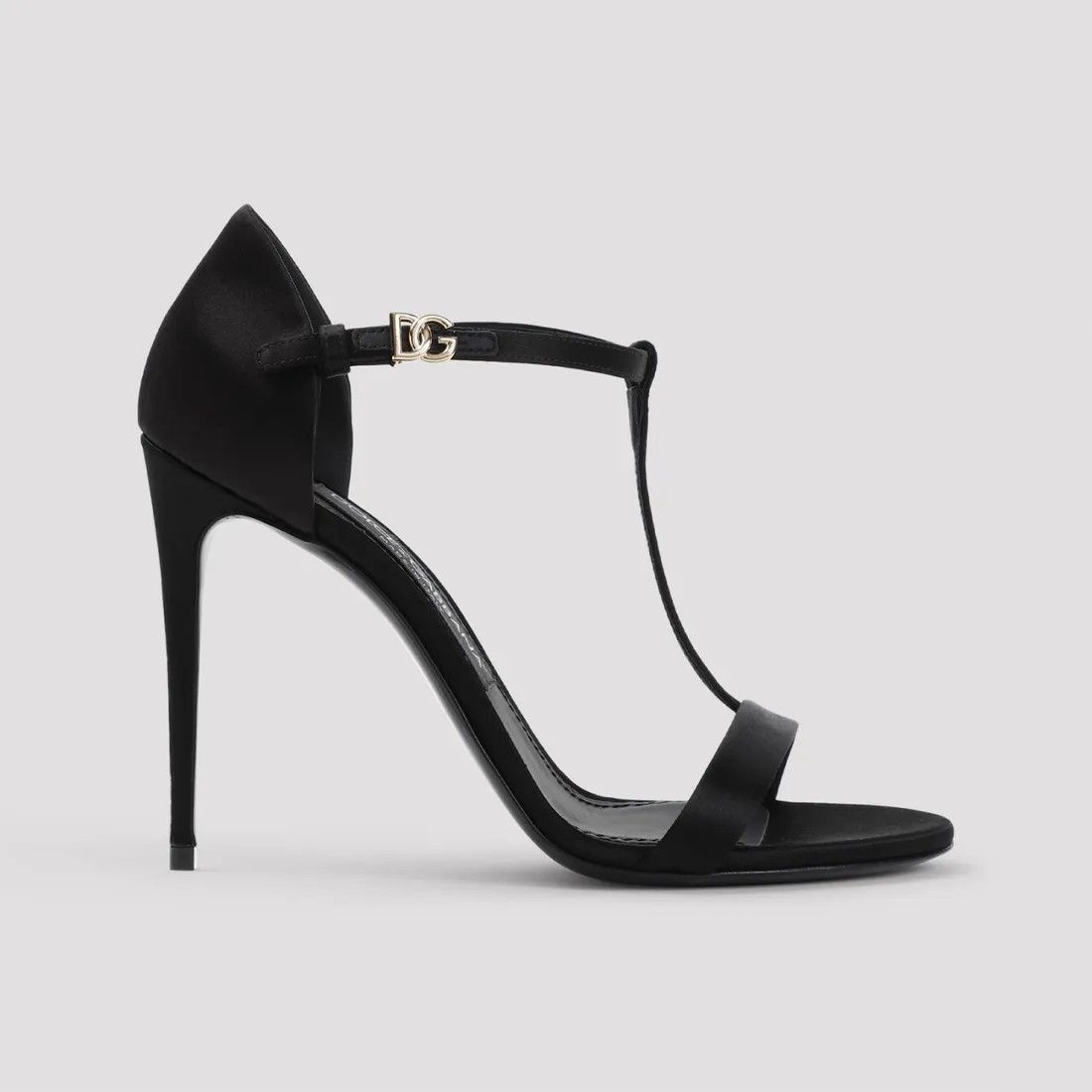 Dolce & Gabbana o1s22i1n0225 Satin T-bar Sandals in Black Size US 9 / IT 39 - 1 Thumbnail