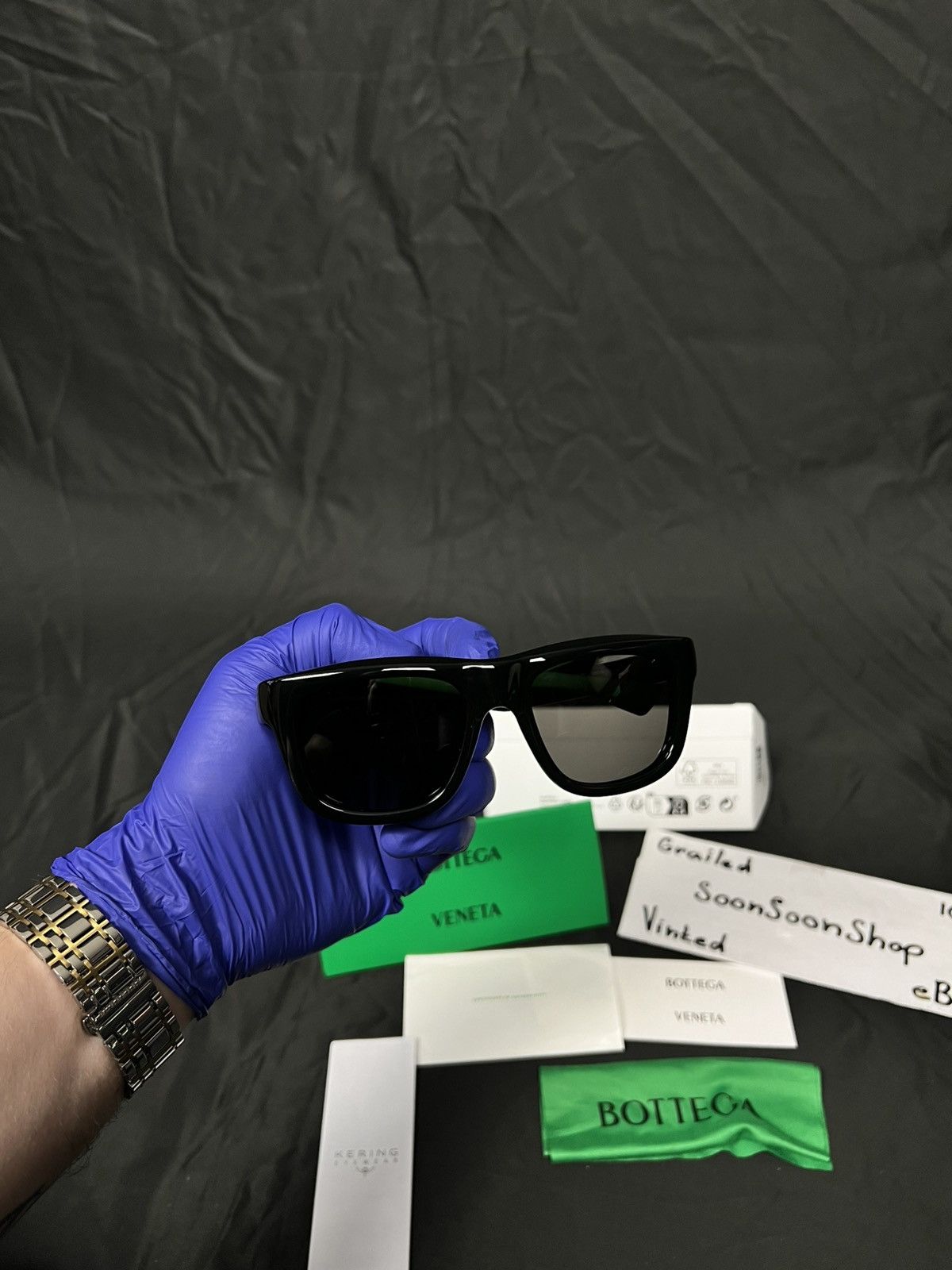 Bottega Veneta DSWT Japanese Bottega Veneta BV1233S sunglasses black green Size ONE SIZE - 6 Thumbnail
