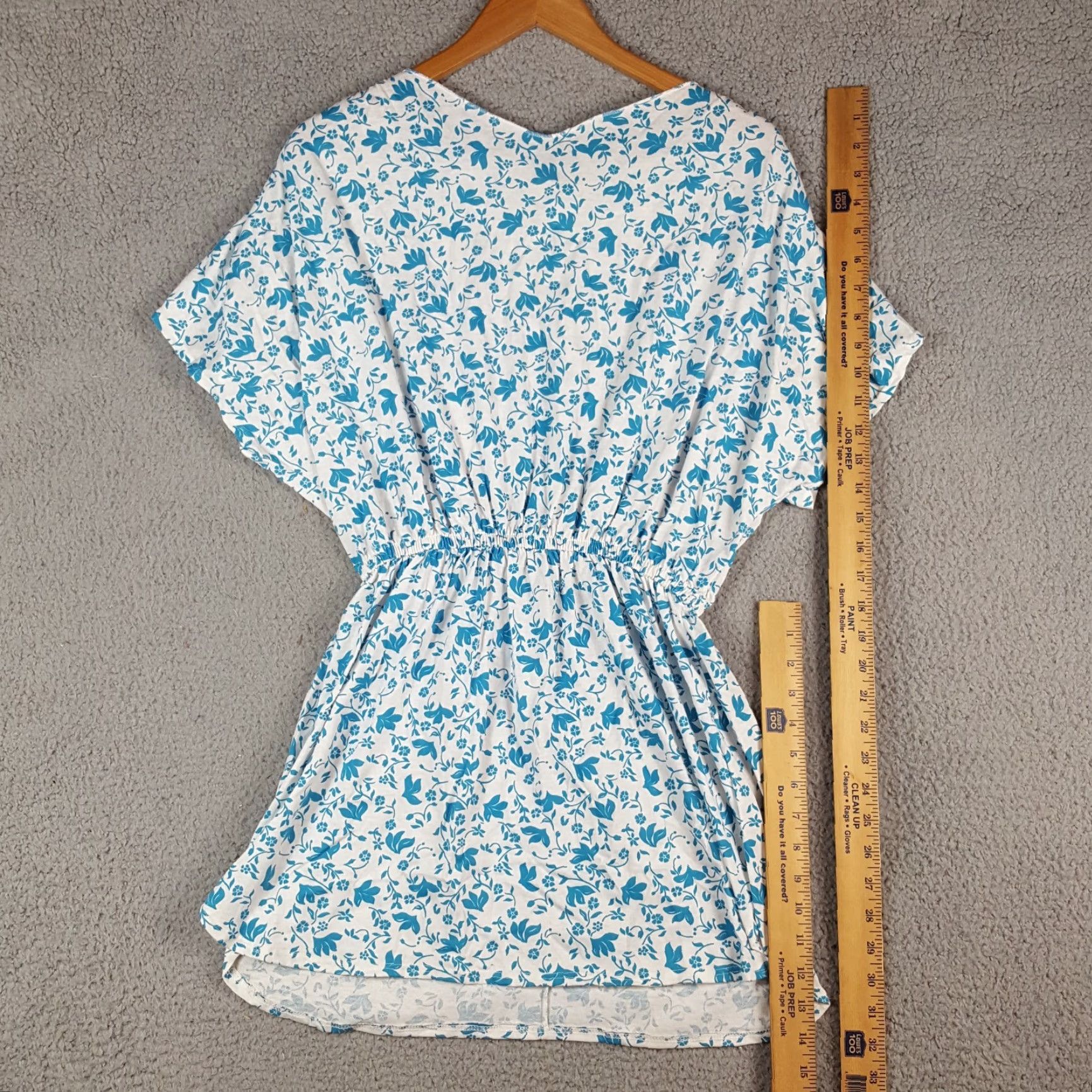Vintage VINTAGE 80s Blue Flowers Floral Print Short Sleeve Mini Sun Dress Summer L Women MMG Casual Party/Cocktail Travel Size 36" / US 14 / IT 50 - 6 Thumbnail