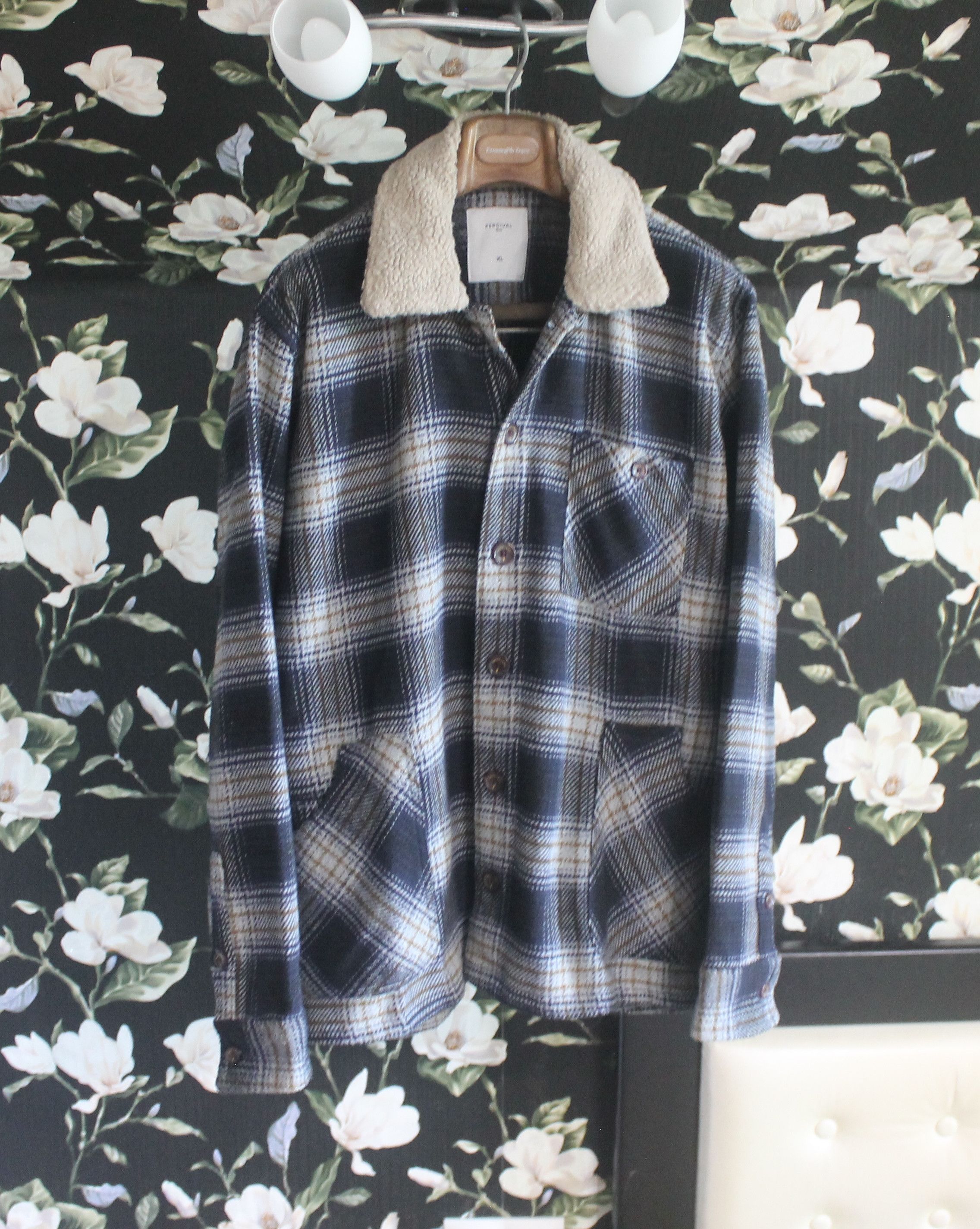 Percival PERCIVAL Checked Overshirt Jacket Collar Shacket Size US XL / EU 56 / 4 - 1 Thumbnail
