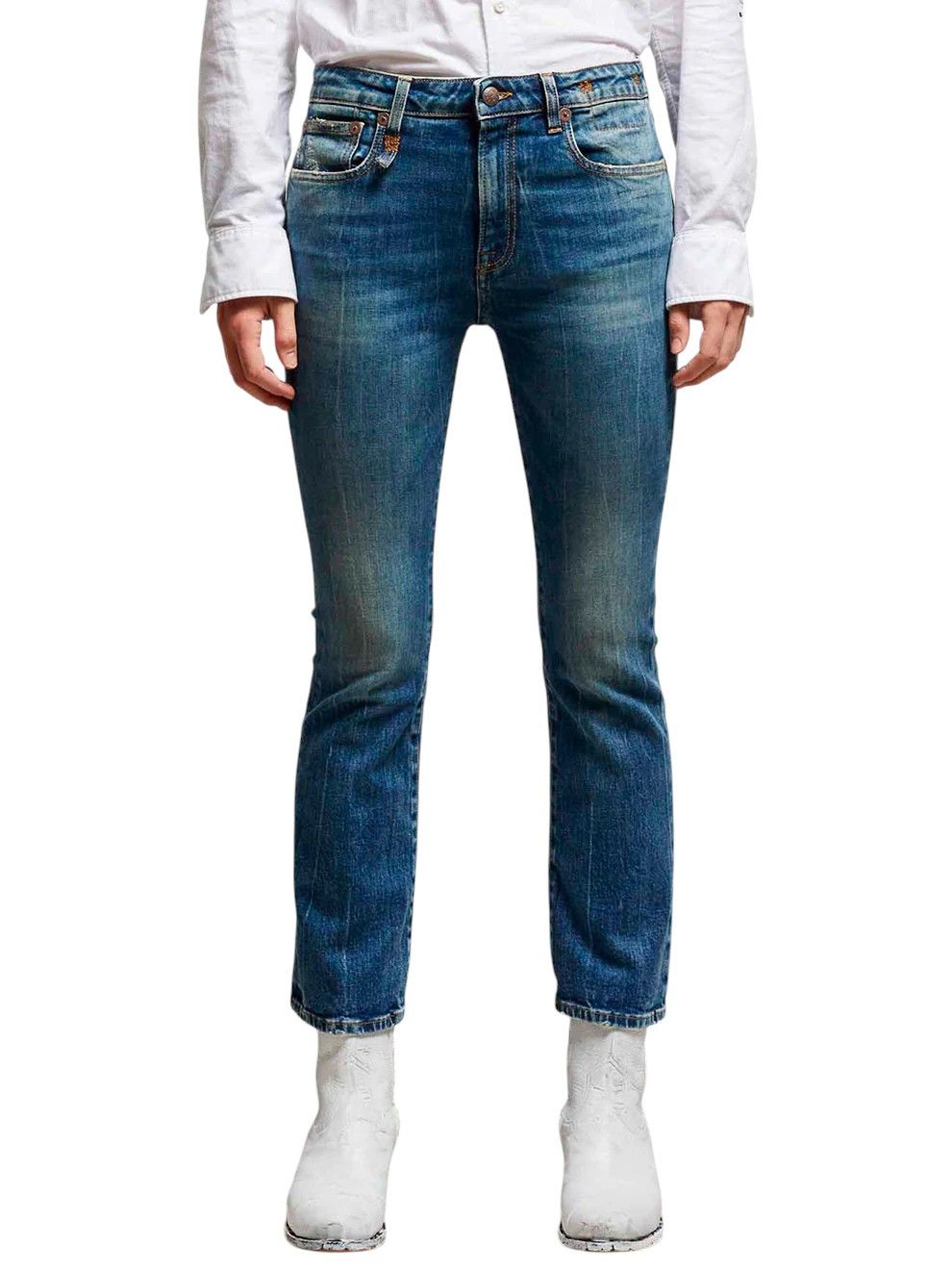 R13 KICK 30 Ankle Cropped Washed Blue Kelly Stretch 84492 Size 30" / US 8 / IT 44 - 1 Thumbnail