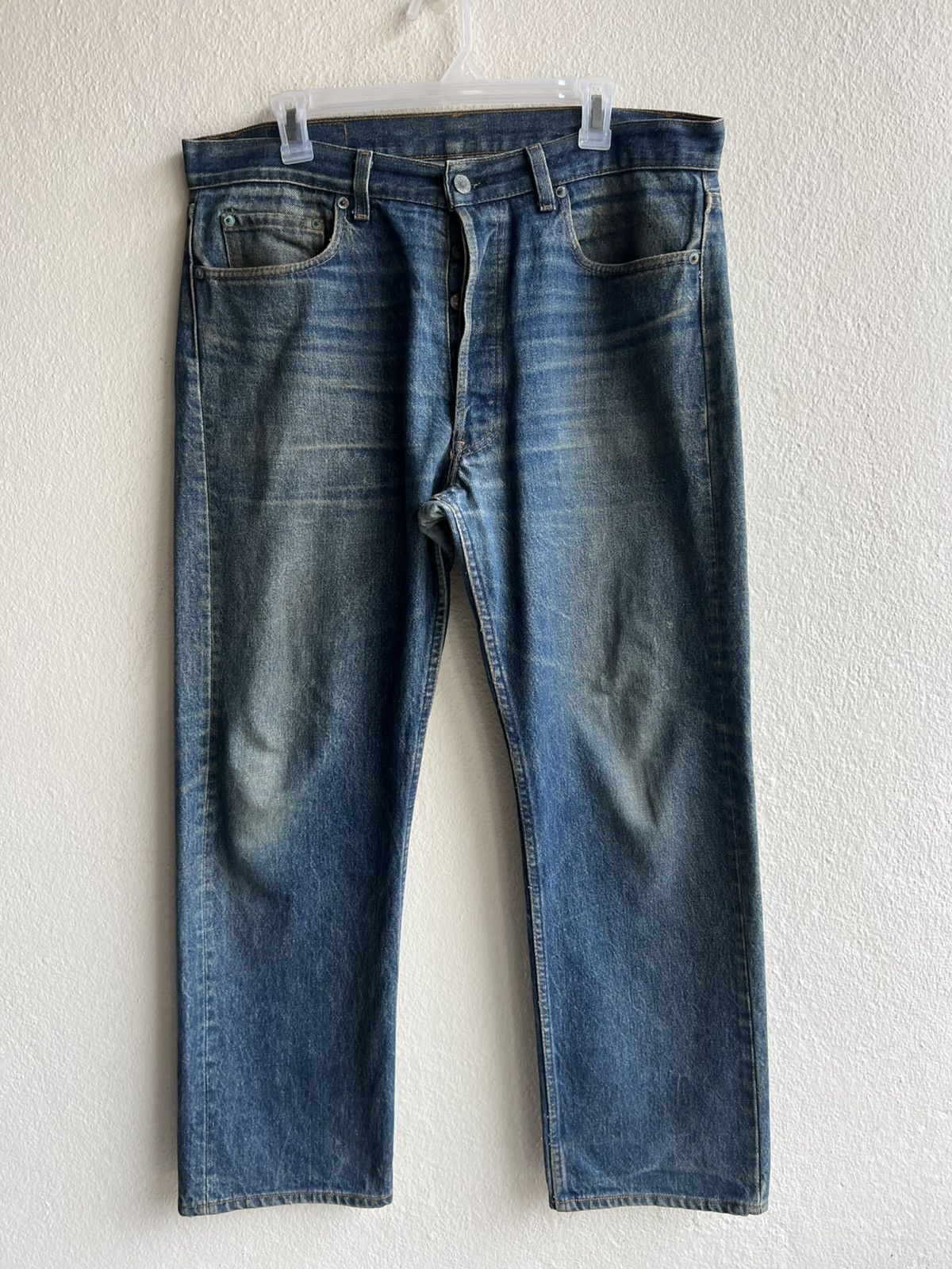 Levi's Vintage 80s Levi’s 501 Made in USA Dirty Mud Denim Jeans Size US 35 - 2 Thumbnail