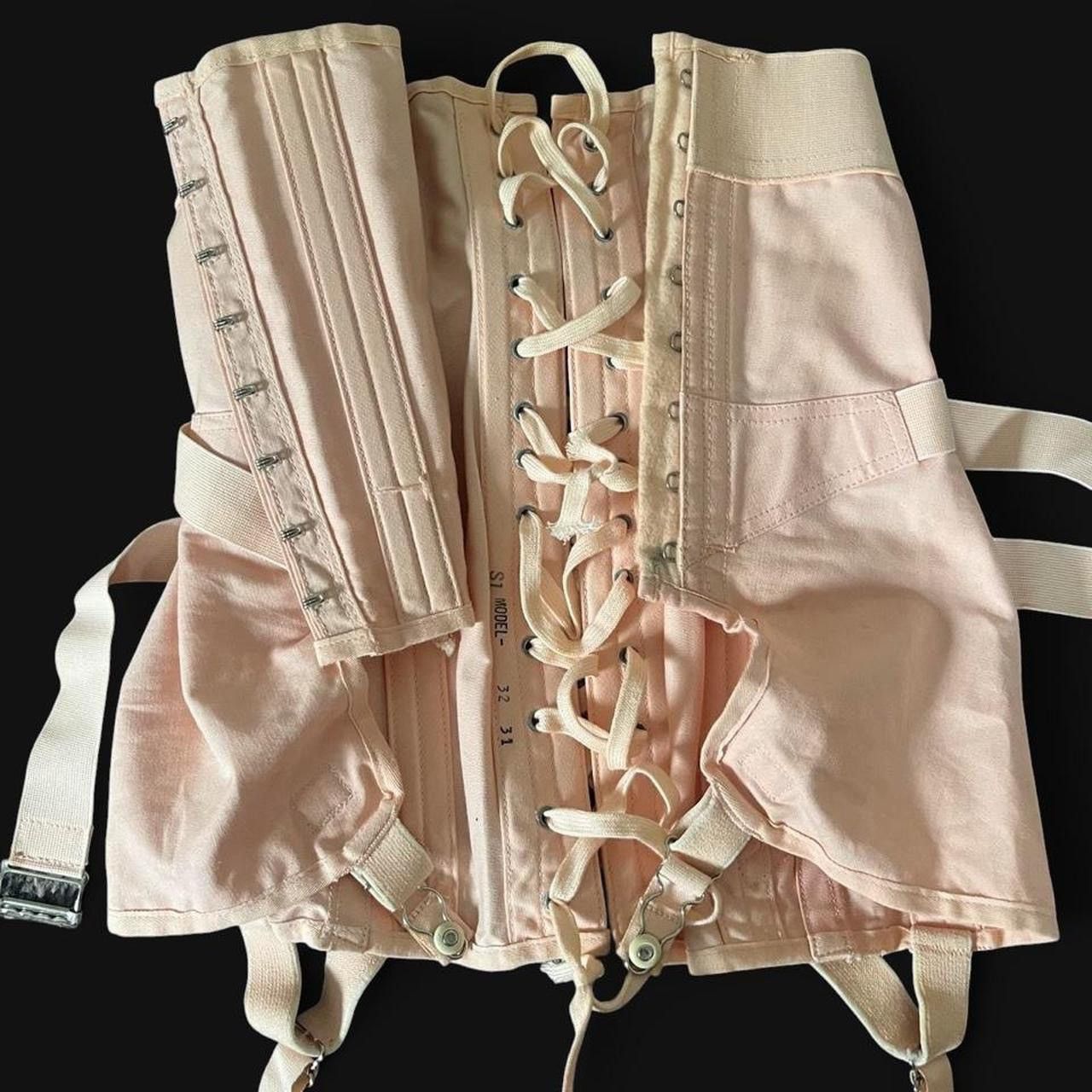 Vintage TRUE VINTAGE • RARE 1940s CAMP BABY PINK SPIDERWEB CORSET Size ONE SIZE - 7 Thumbnail