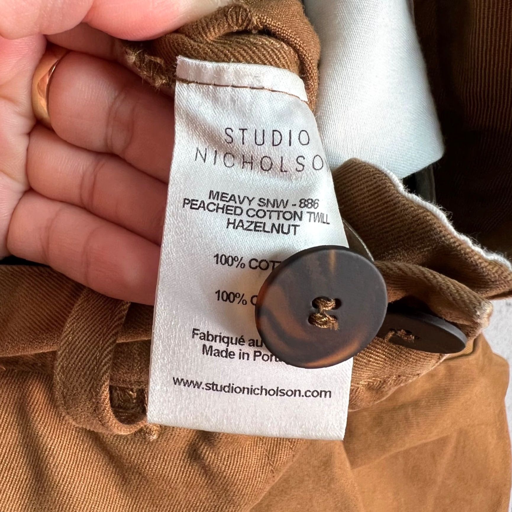 Studio Nicholson STUDIO NICHOLSON Womens Chino Pants Size 0 Hazelnut Brown Cotton Flat Front High Rise Straight Leg Size 25" / US 0 / IT 36 - 4 Thumbnail