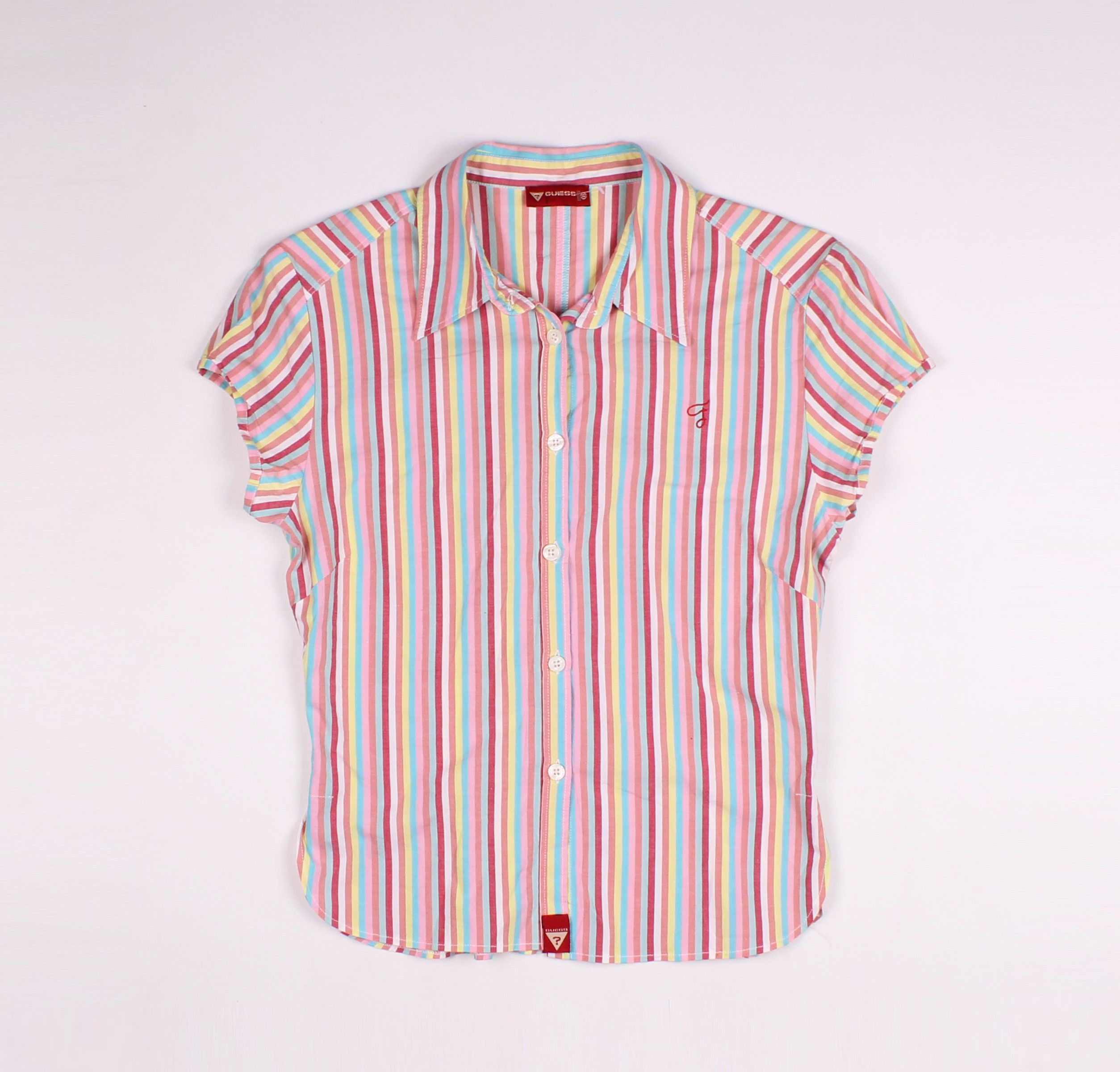 Guess Vintage Guess Cute Y2K Striped Kidcore Short Sleeve Shirt Size S / US 4 / IT 40 - 1 Thumbnail