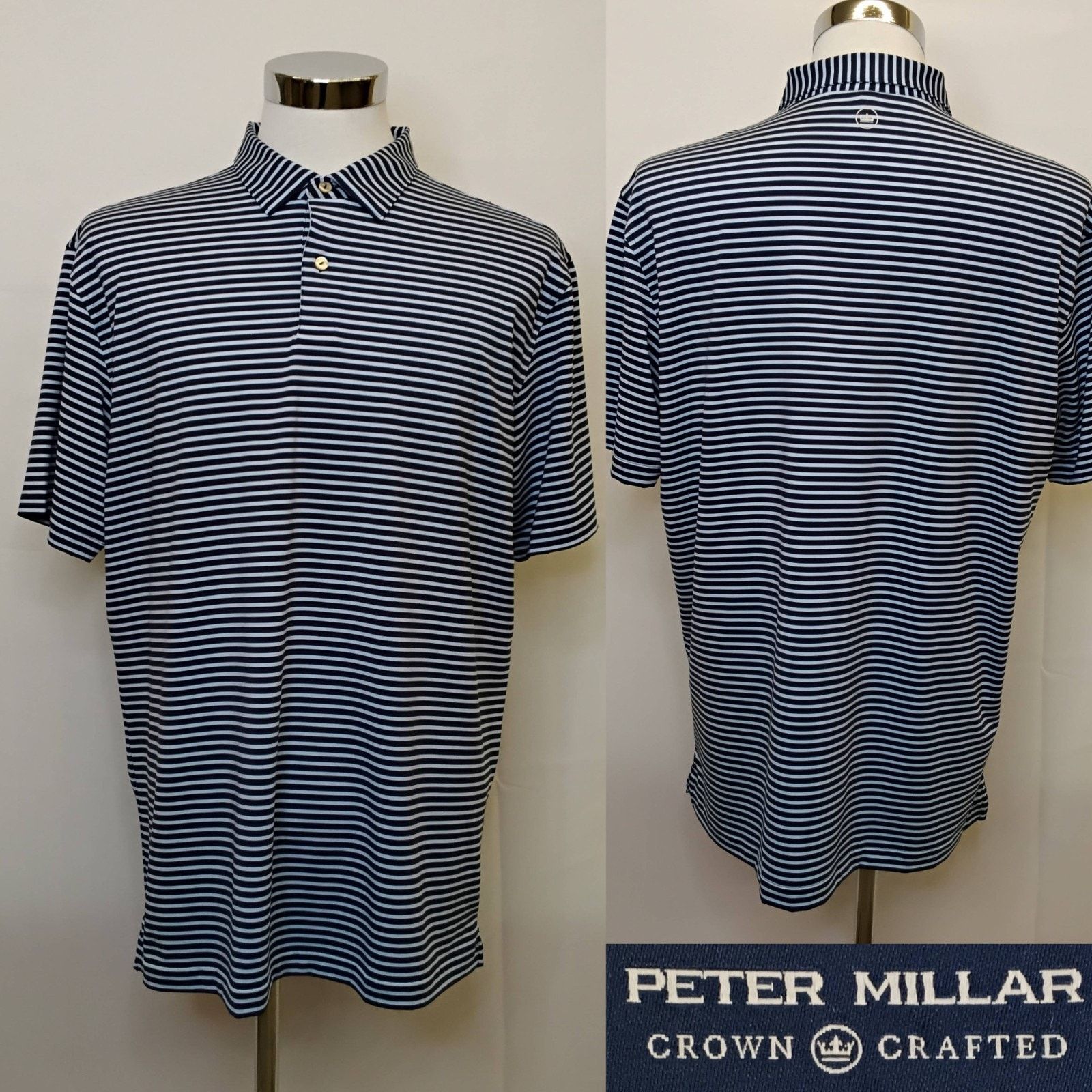 Peter Millar Peter Millar Crown Crafted Golf Shirt Men's XL Blue Striped Size US XL / EU 56 / 4 - 1 Thumbnail