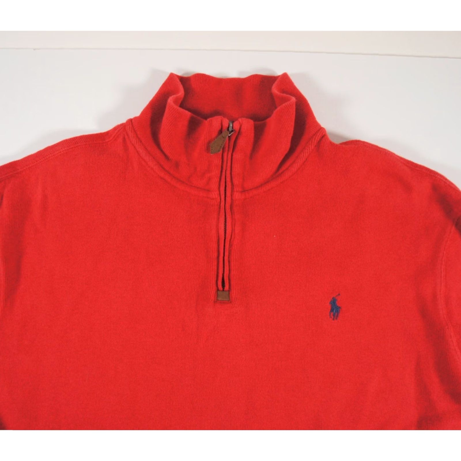 Polo Ralph Lauren VINTAGE Polo Ralph Lauren Men's Sweater XL Red Knit Pullover 1/4 Zip Preppy Classic Size US XL / EU 56 / 4 - 2 Thumbnail
