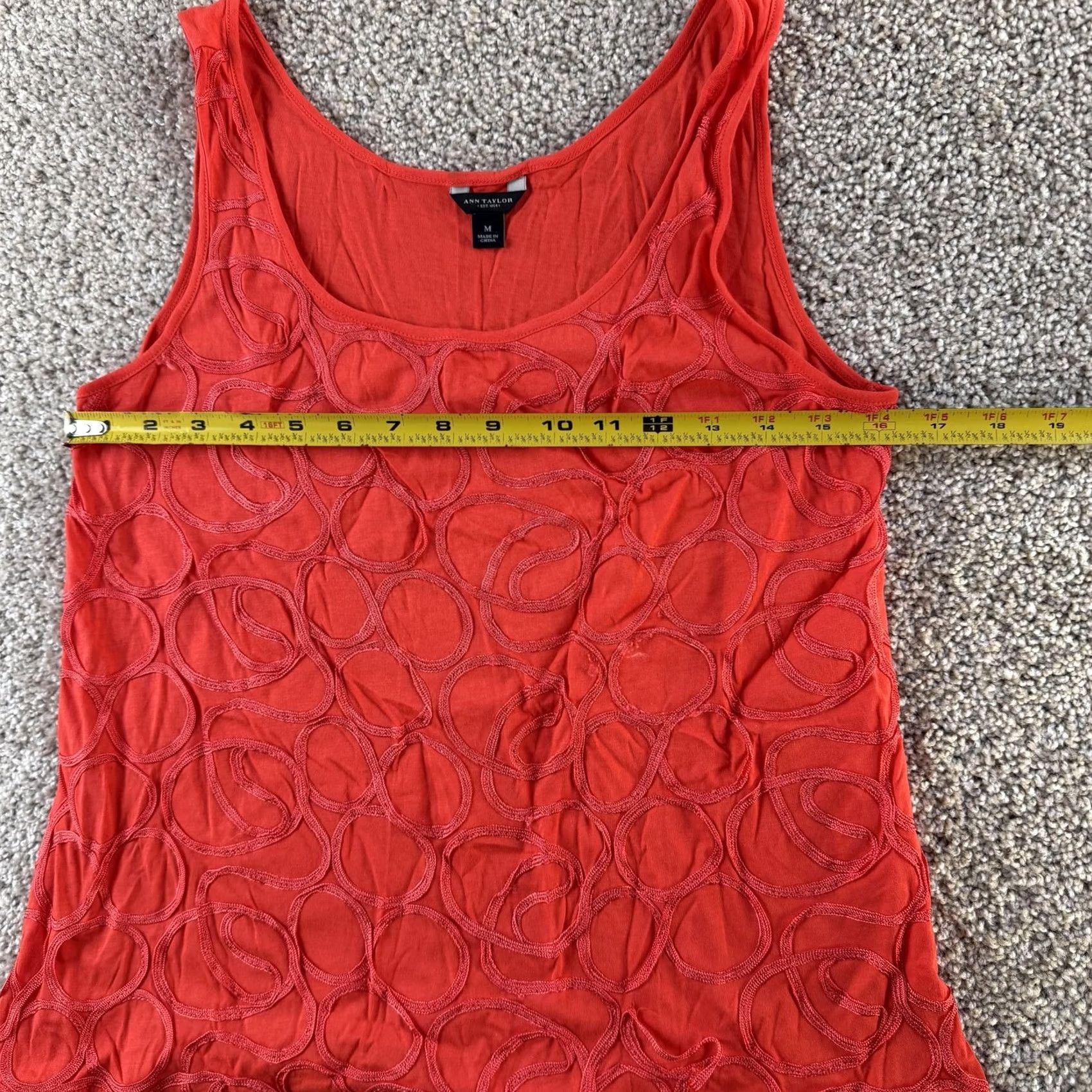 Ann Taylor Ann Taylor Tank Top Womens Medium Orange Scoop Neck Embroidered Geometric Size M / US 6-8 / IT 42-44 - 7 Thumbnail