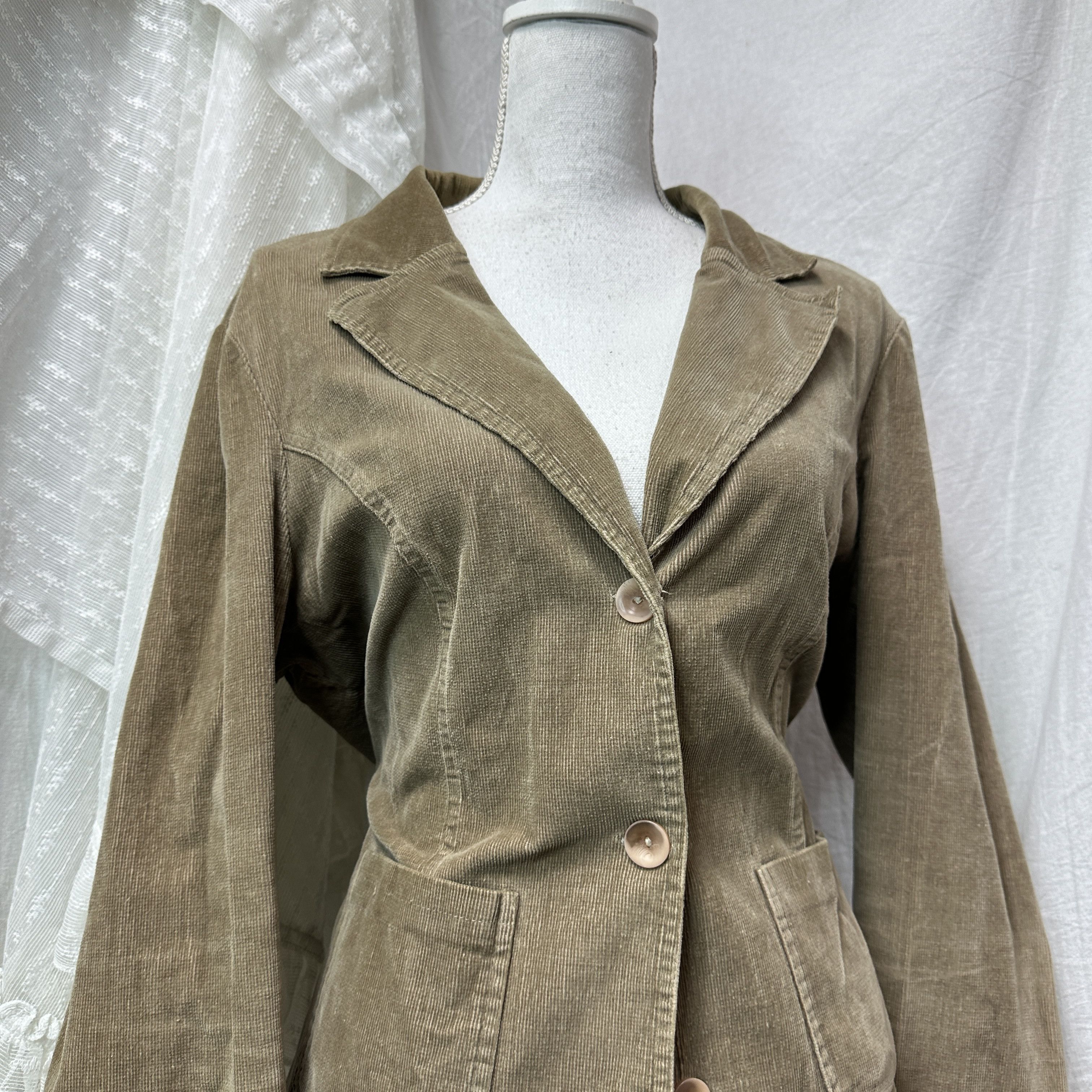 Vintage Vintage Fitted Corduroy Buttoned Blazer Y2K Size L / US 10 / IT 46 - 2 Thumbnail