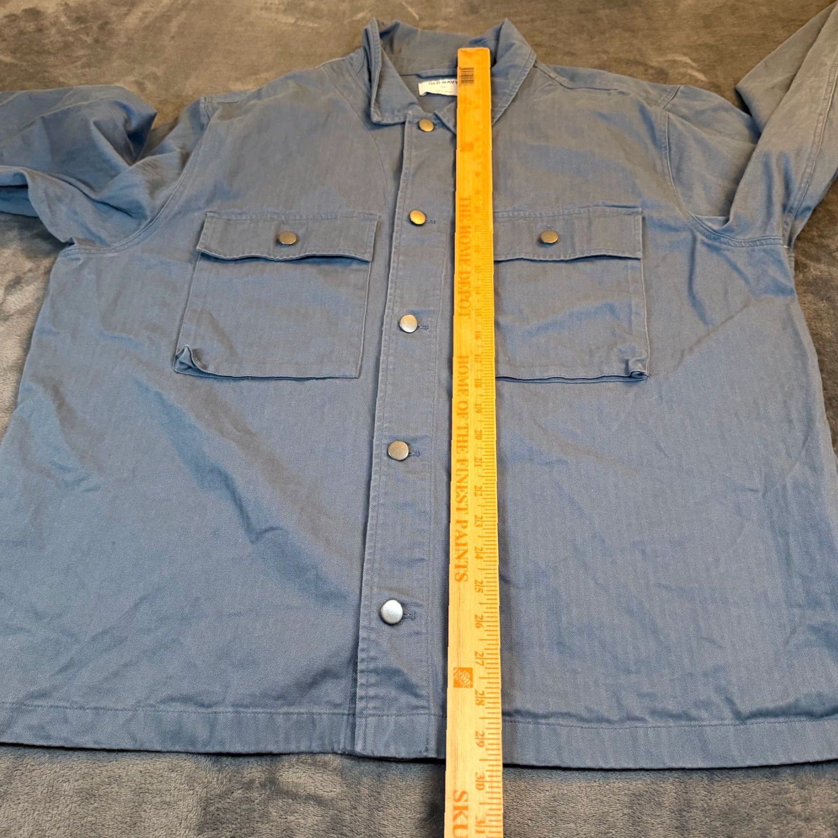 Old Navy Old Navy Shacket Jacket Mens XXL 2XL Herringbone Blue Grey Twill Snap Front Pockets Casual Workwear Size US XXL / EU 58 / 5 - 7 Thumbnail