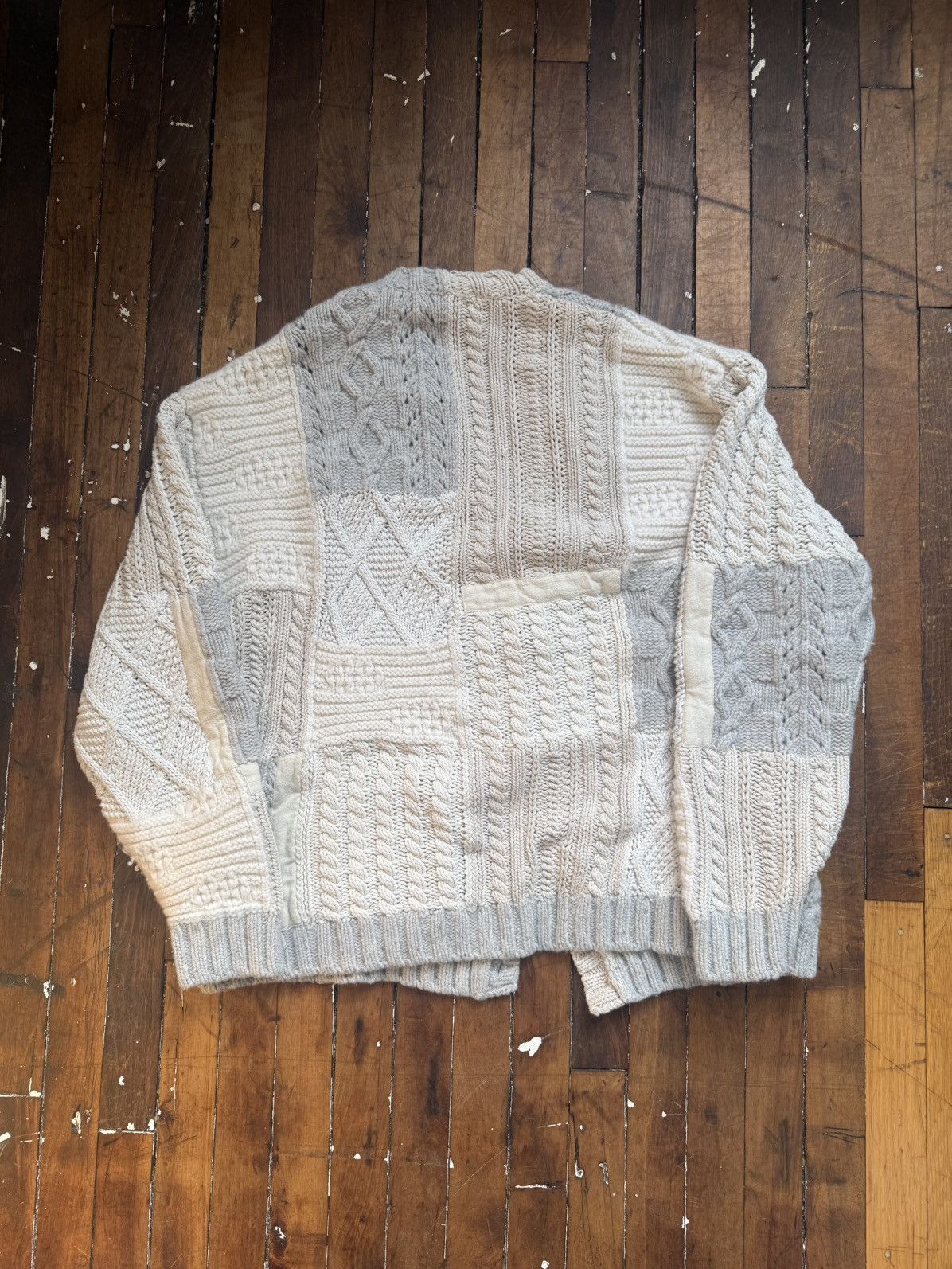 Supreme Supreme FW23 Patchwork Cable Knit Cardigan - Ivory Size US XL / EU 56 / 4 - 5 Thumbnail