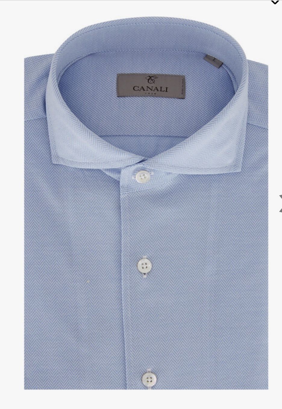 Canali Canali Light Blue Herringbone Dress Shirt Size US XL / EU 56 / 4 - 2 Thumbnail