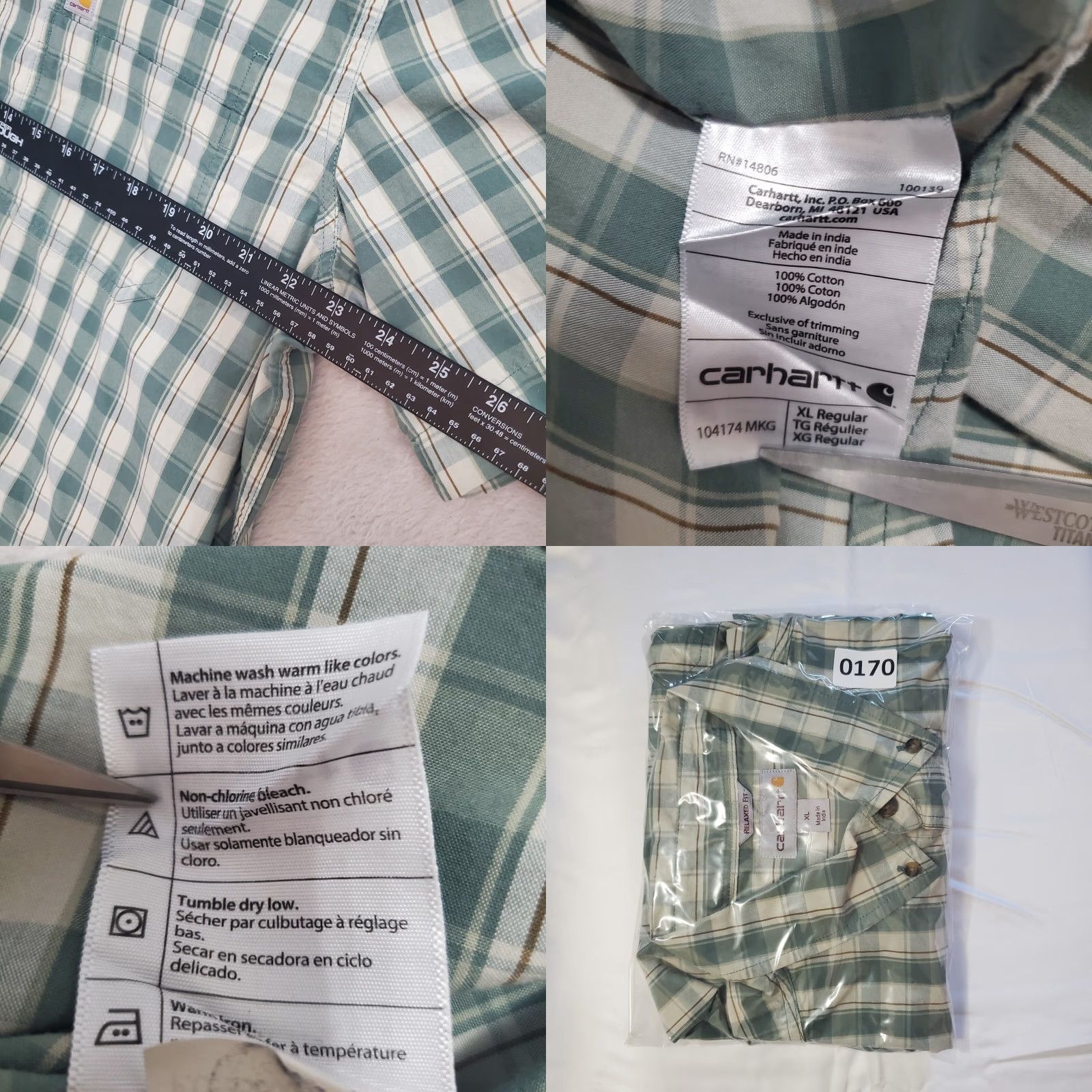 Carhartt Carhartt Shirt Men XL Green Plaid Short Sleeve Button Down Relaxed Fit Cotton Size US XL / EU 56 / 4 - 8 Thumbnail