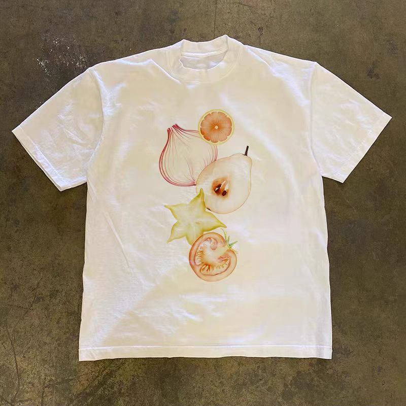Vintage White Washed Vintage Fruit Print T-Shirt Size US M / EU 48-50 / 2 - 1 Thumbnail