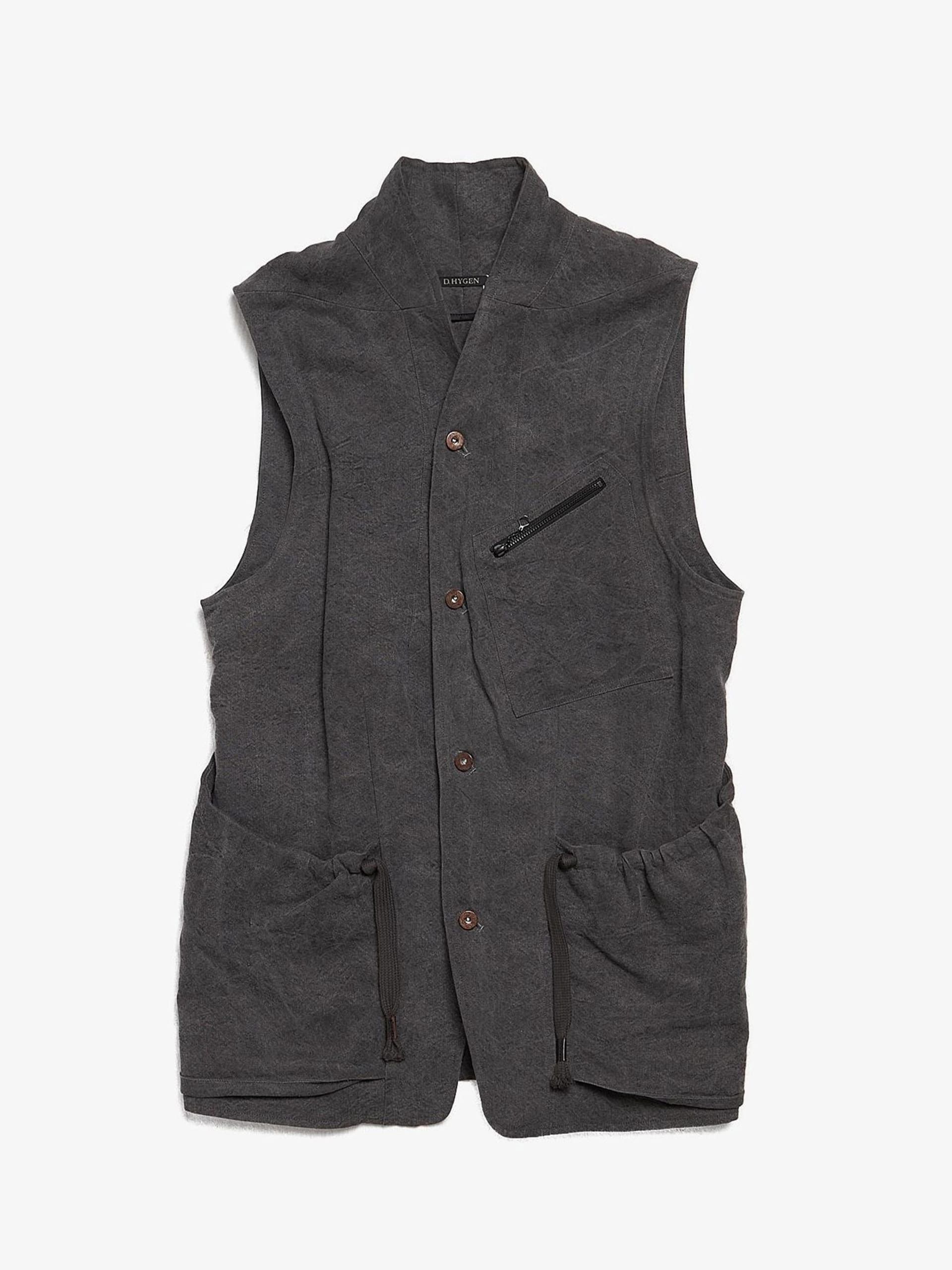 D.Hygen Gray Buttoned Linen Vest Size US XL / EU 56 / 4 - 1 Thumbnail