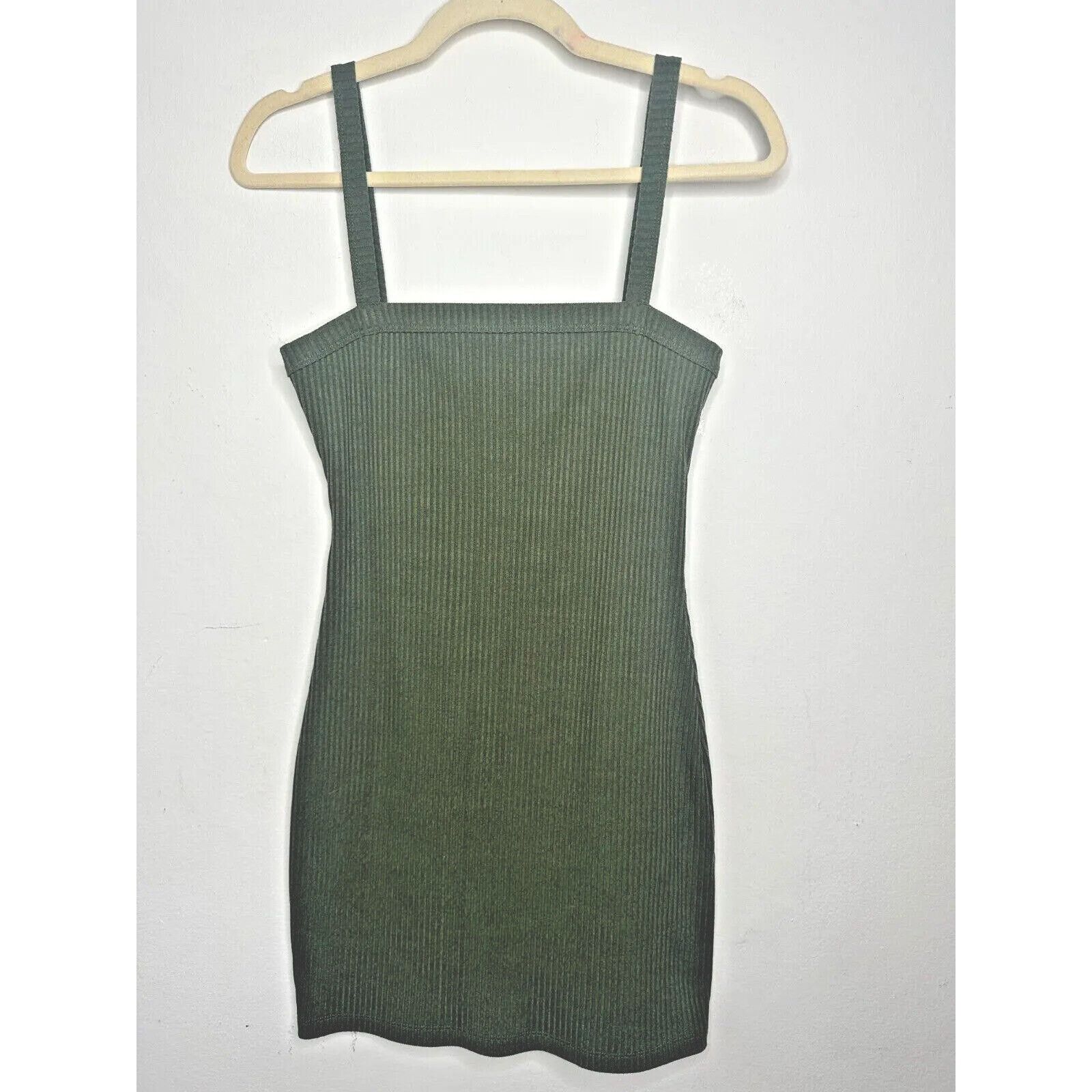 Other Lovers & Friends Olive Square Neck Rib Knit Bodycon Mini S Size S / US 4 / IT 40 - 2 Thumbnail
