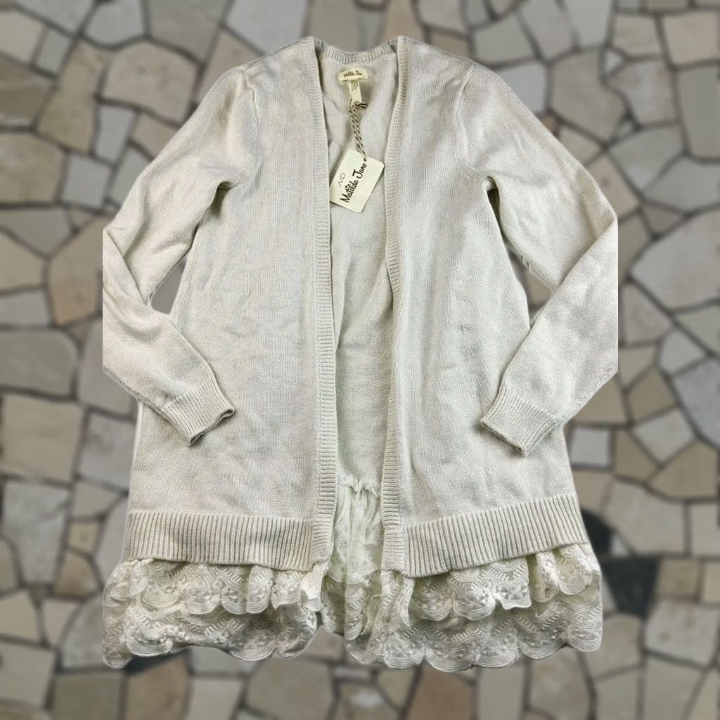 Vintage Matilda Jane Sweater Cardigan Lace Trim Womens Size S Cream Cotton Blend Solid Jane Size S / US 4 / IT 40 - 1 Thumbnail