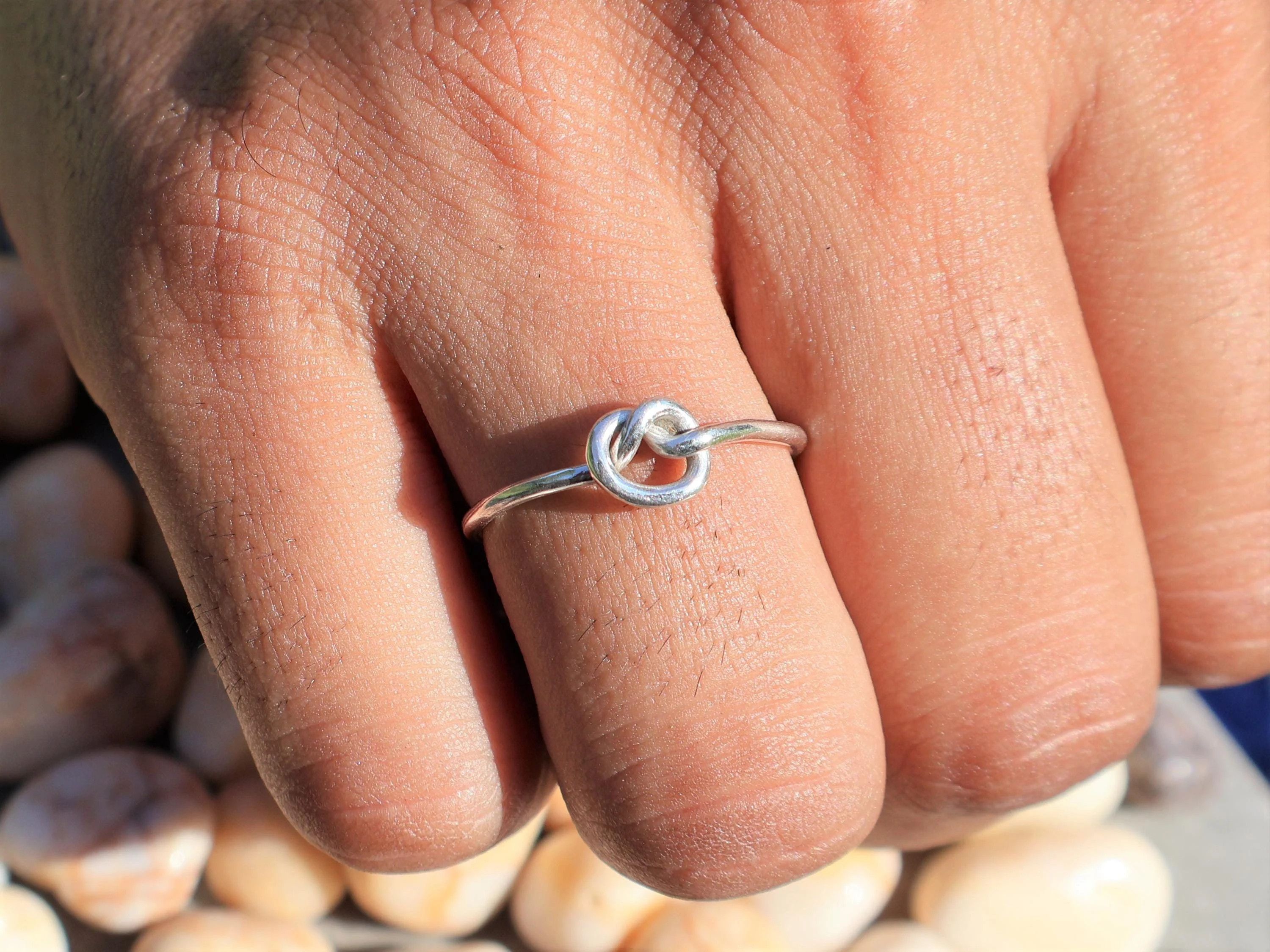 Handmade Silver Knot Ring, 925 Silver Handmade Ring, Tie Knot Jewelry Size ONE SIZE - 1 Thumbnail