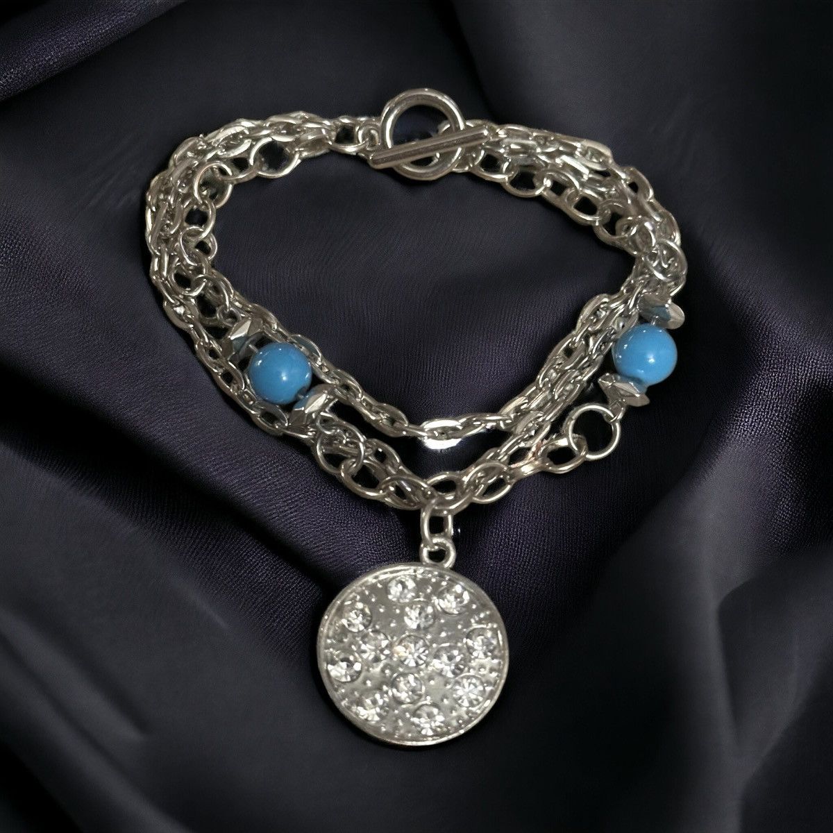 Other Multi chain turquoise bead & rhinestone sand dollar bracelet Size ONE SIZE - 1 Thumbnail
