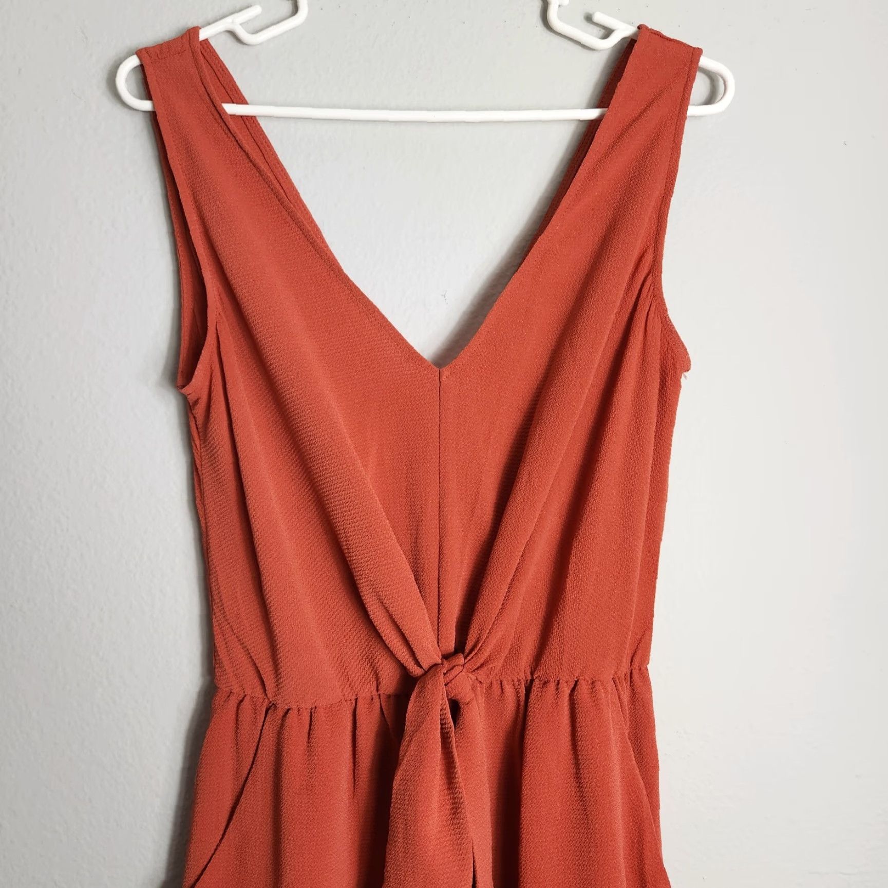 Vintage As U Wish Jumpsuit Womens Burnt Orange Sleeveless V-Neck Wide Leg S Size 28" / US 6 / IT 42 - 3 Thumbnail