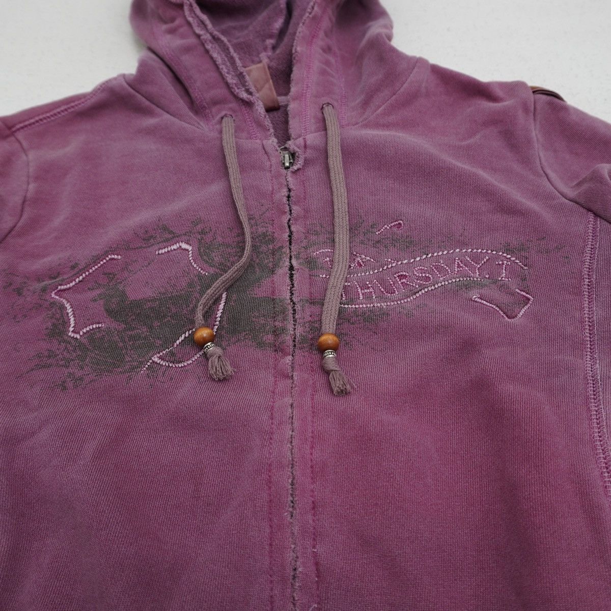 Japanese Brand 90s Japanese Distressed Hoodie Bead Drawstring lgb style Size US M / EU 48-50 / 2 - 7 Thumbnail