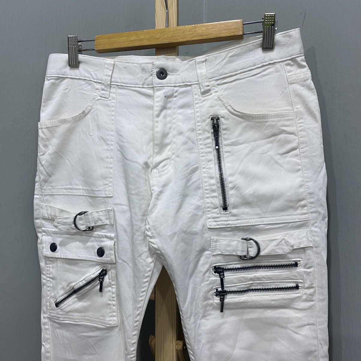 If Six Was Nine Archive White Multi-Zipper Bondage Cargo Pants Y2K Cyber Size US 30 / EU 46 - 5 Thumbnail
