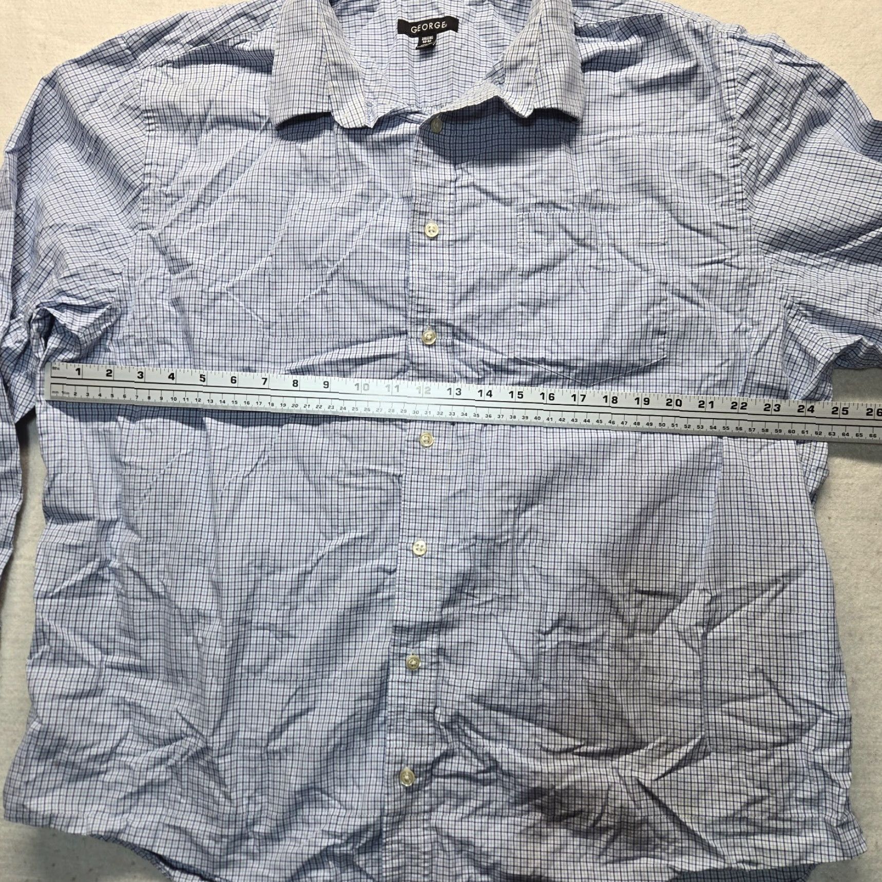 George George Plaid Button-Up Shirt Long Sleeve Adult 2XL Blue Casual Men Size US XXL / EU 58 / 5 - 4 Thumbnail