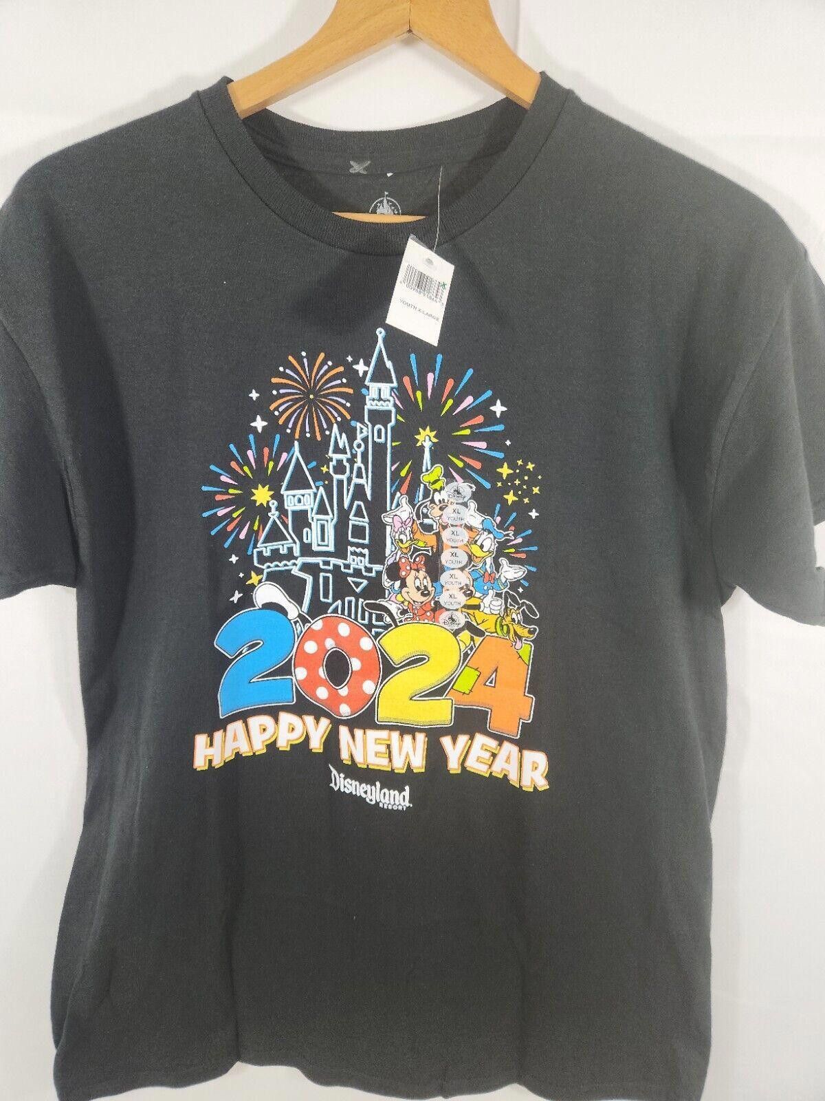 Disney Walt Disney World Black Happy New Year 2024 Shirt Youth XL Size US XXS / EU 40 - 1 Thumbnail