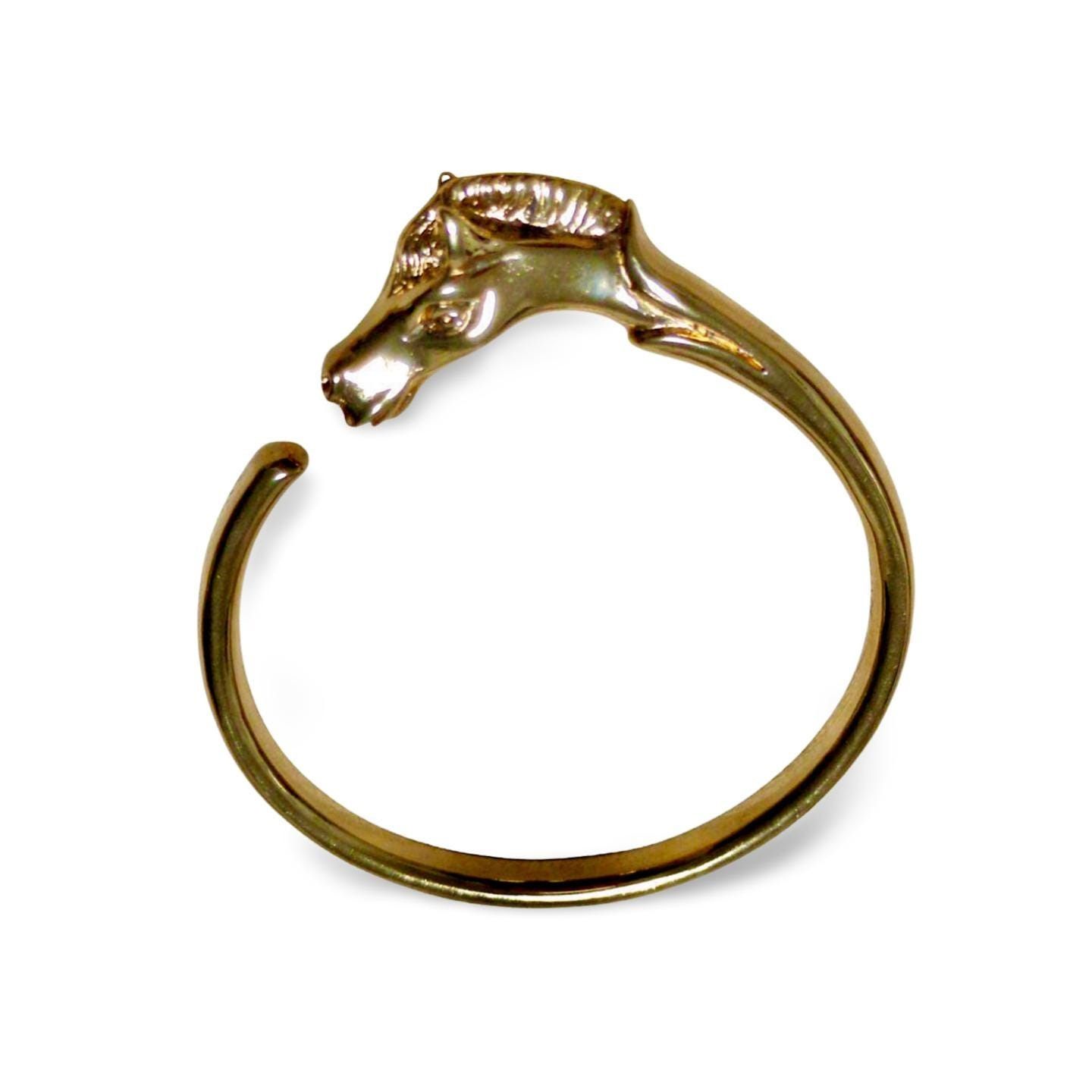 Hermes Vintage Hermes golden horse head design bangle, bracelet. Size ONE SIZE - 5 Thumbnail