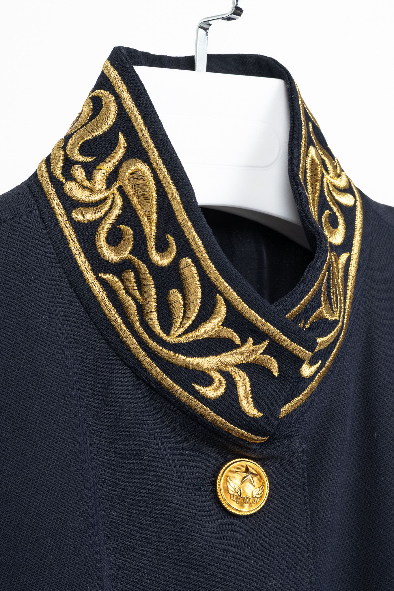 Other Mondi Vintage Navy Wool-Blend Crepe Gold-Emboidered Jacket Size S / US 4 / IT 40 - 5 Thumbnail